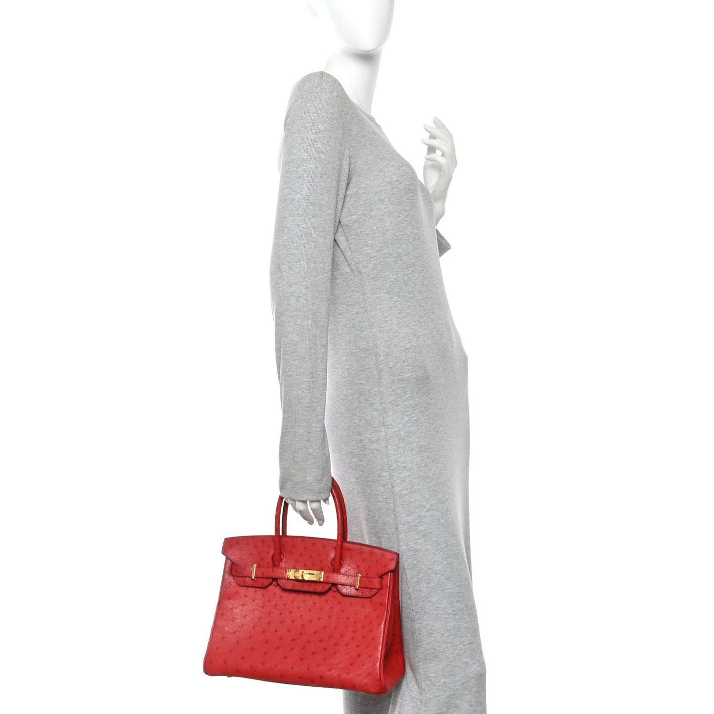 Ostrich Birkin 30 Rouge Vif