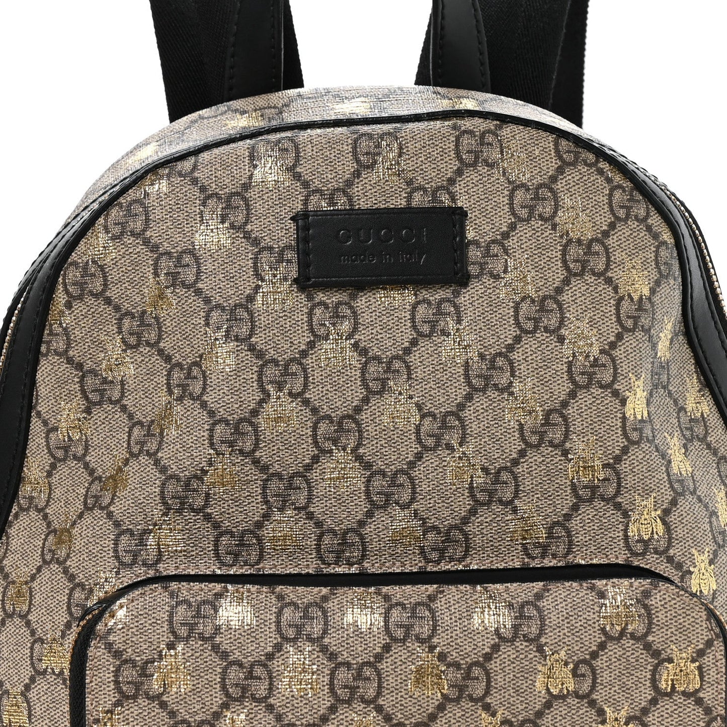 GG Supreme Monogram Bees Print Small Day Backpack Beige Oro Black