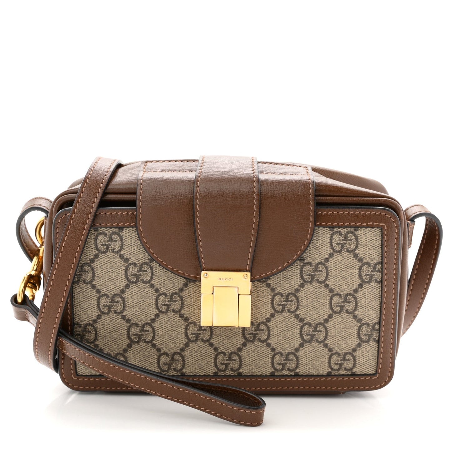 GG Supreme Monogram Mini Clasp Bag Beige Brown