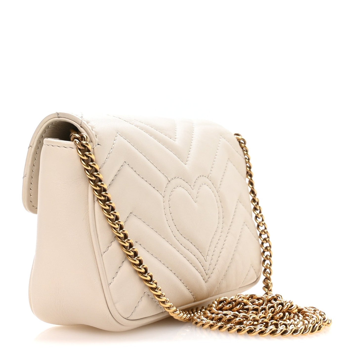 Calfskin Matelasse Super Mini GG Marmont Shoulder Bag White