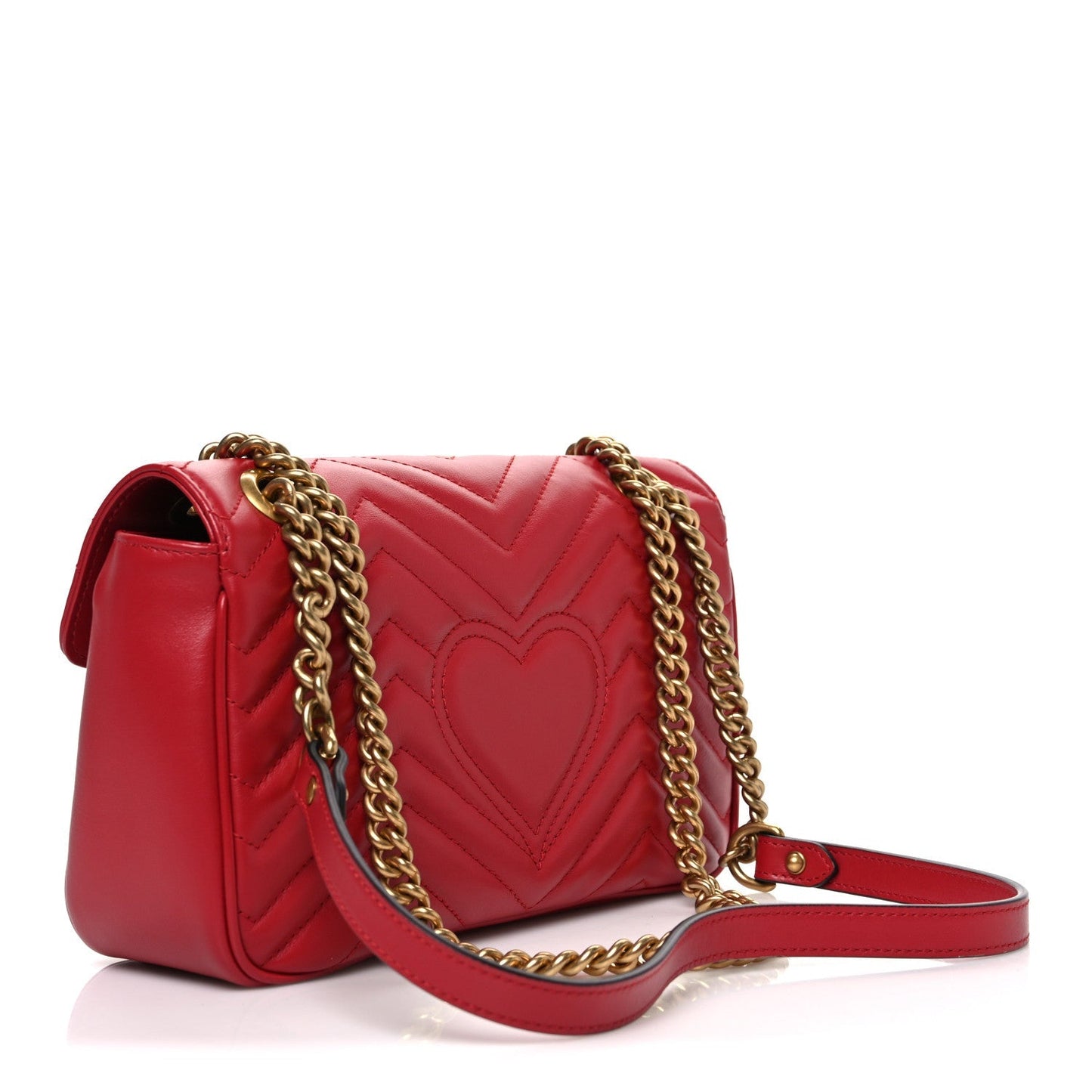 Calfskin Matelasse Small GG Marmont Shoulder Bag Hibiscus Red
