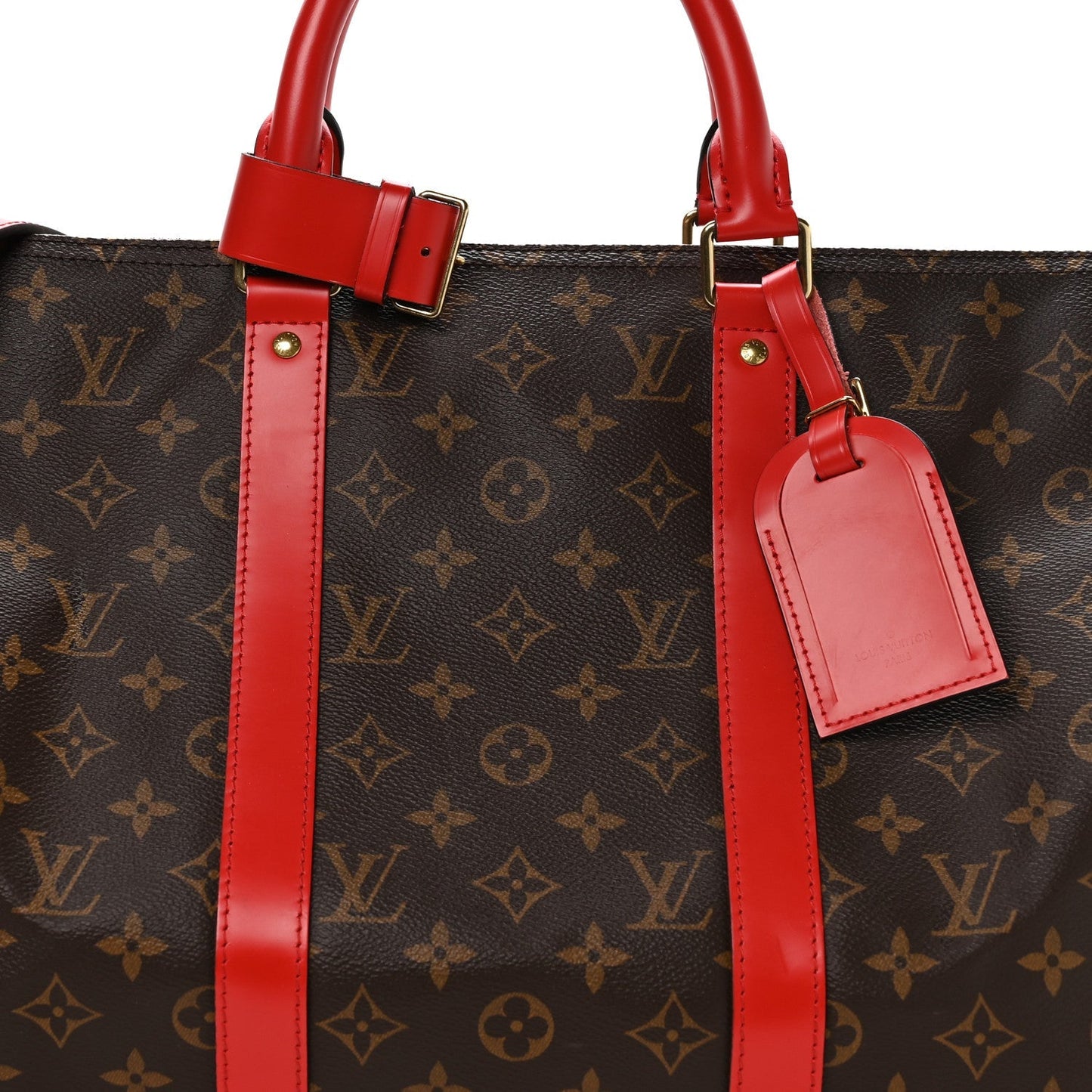 Calfskin Monogram Keepall Bandouliere 50 Coquelicot