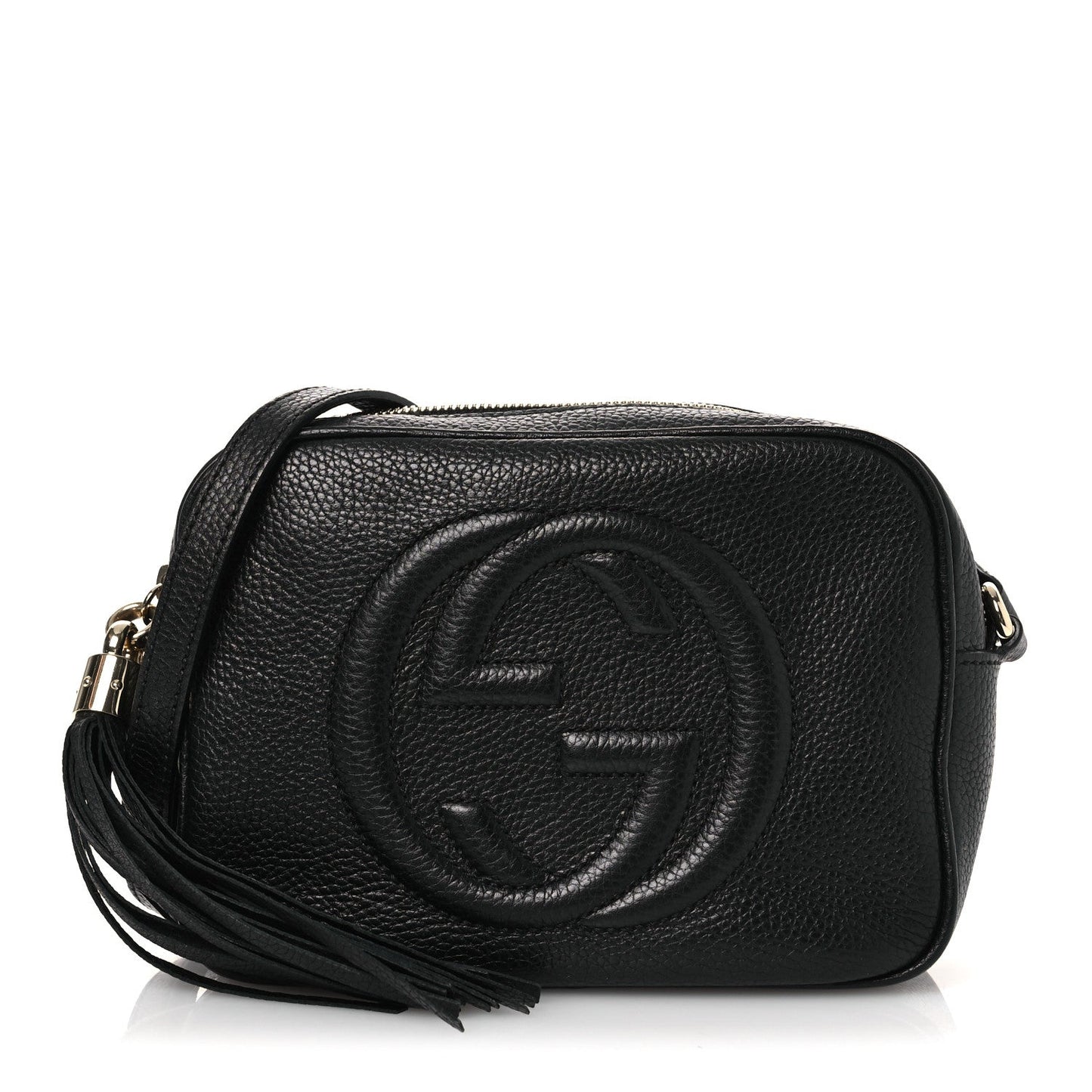 Pebbled Calfskin Small Soho Disco Bag Black