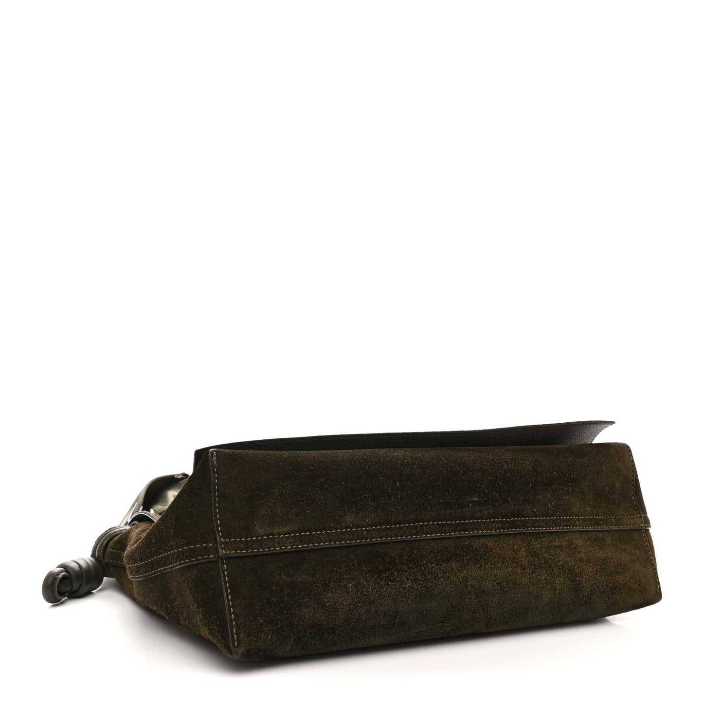 Suede Flamenco Satchel Bottle Green