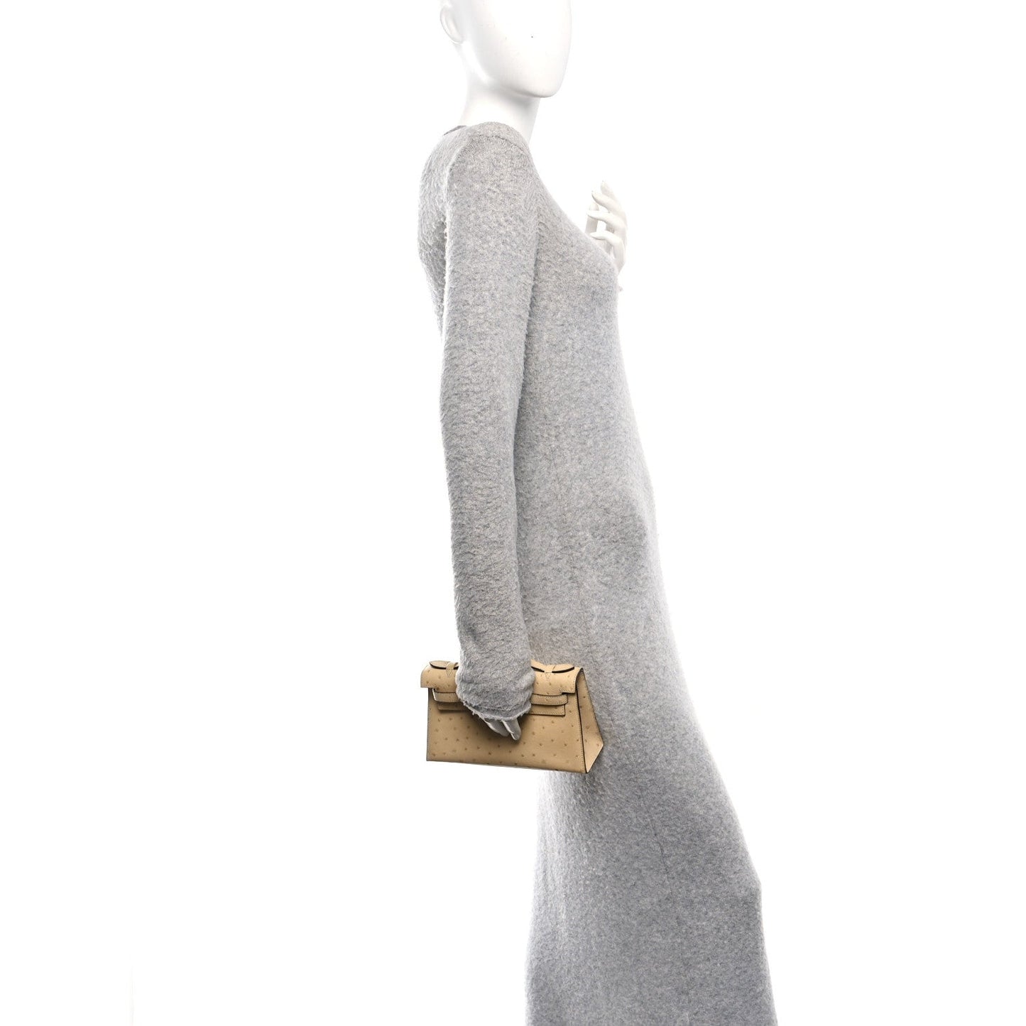Ostrich Kelly Pochette Clutch Parchemin