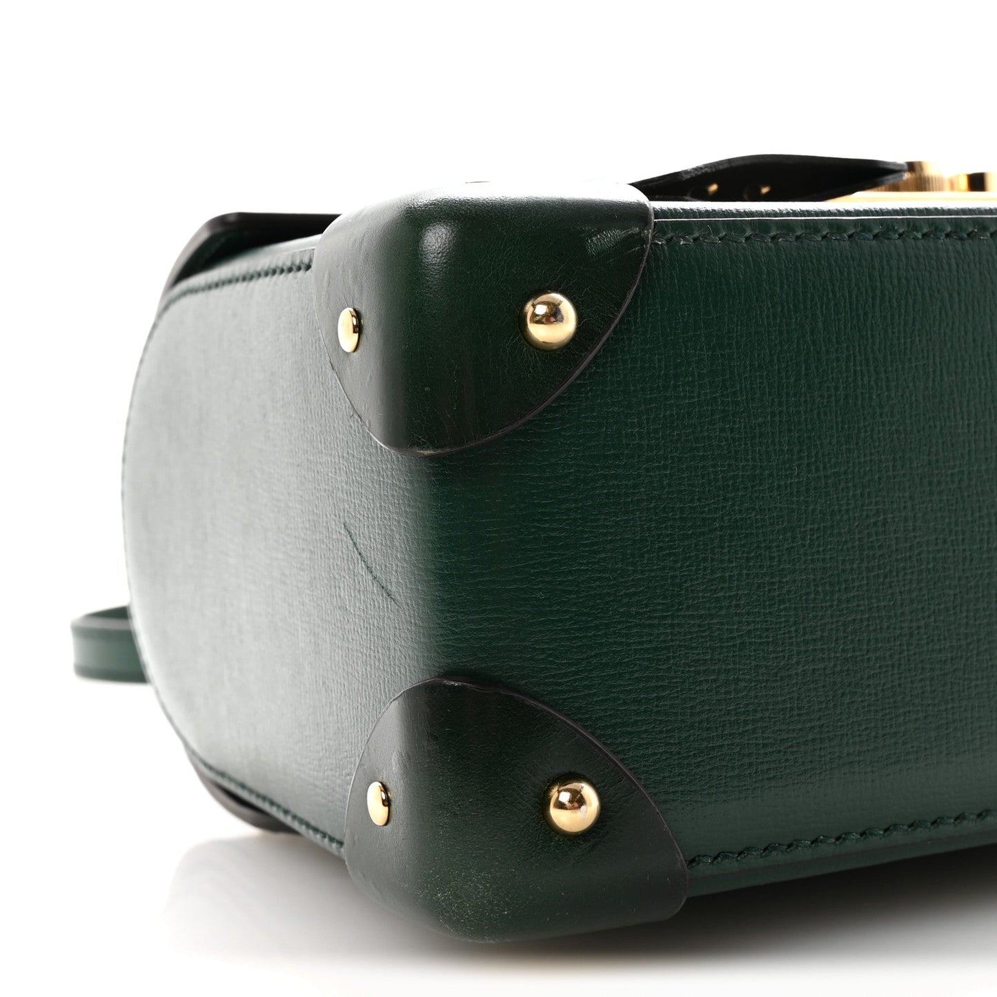 Azalea Calfskin Small Padlock Bamboo Shoulder Bag Vintage Green