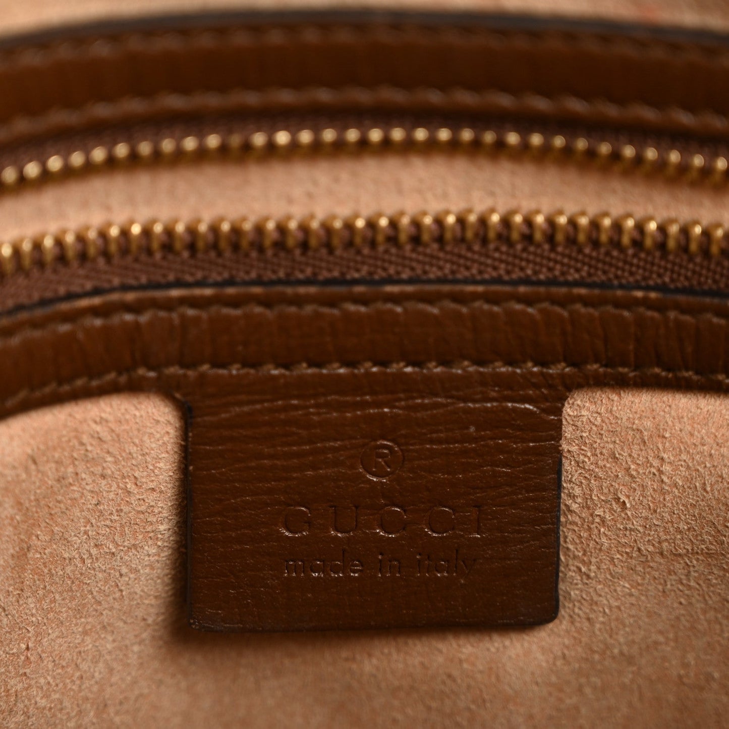 GG Supreme Monogram Small Horsebit 1955 Shoulder Bag Beige Brown Sugar
