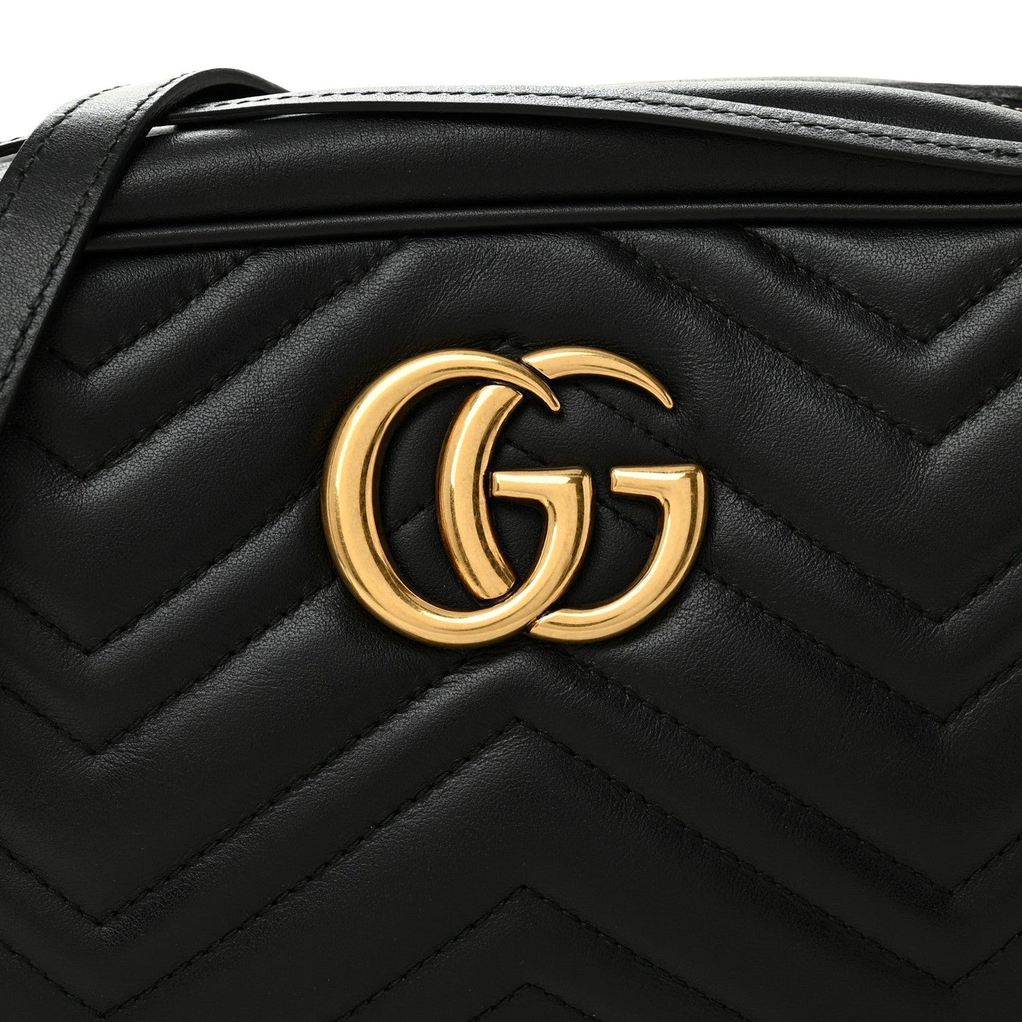 Calfskin Matelasse Small GG Marmont Chain Shoulder Bag Black
