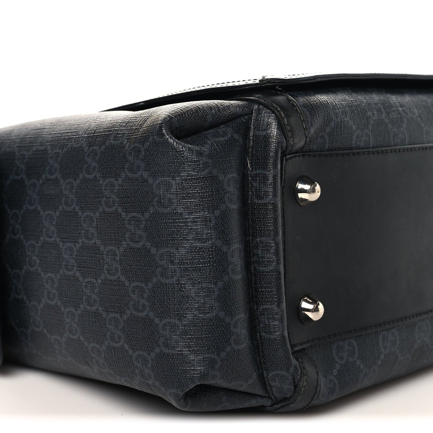 GG Supreme Monogram Web Messenger Diaper Bag Black Grey