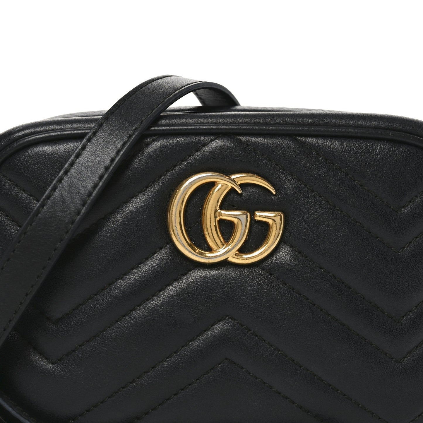 Calfskin Matelasse Mini GG Marmont Chain Shoulder Bag Black