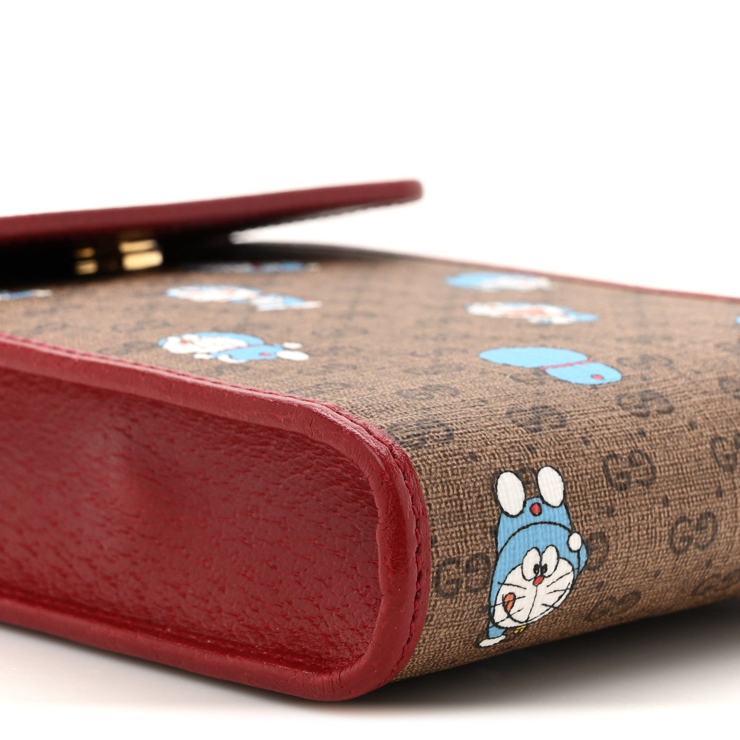X DORAEMON Mini Vintage GG Supreme Monogram Mini Crossbody Bag Beige Cherry Red