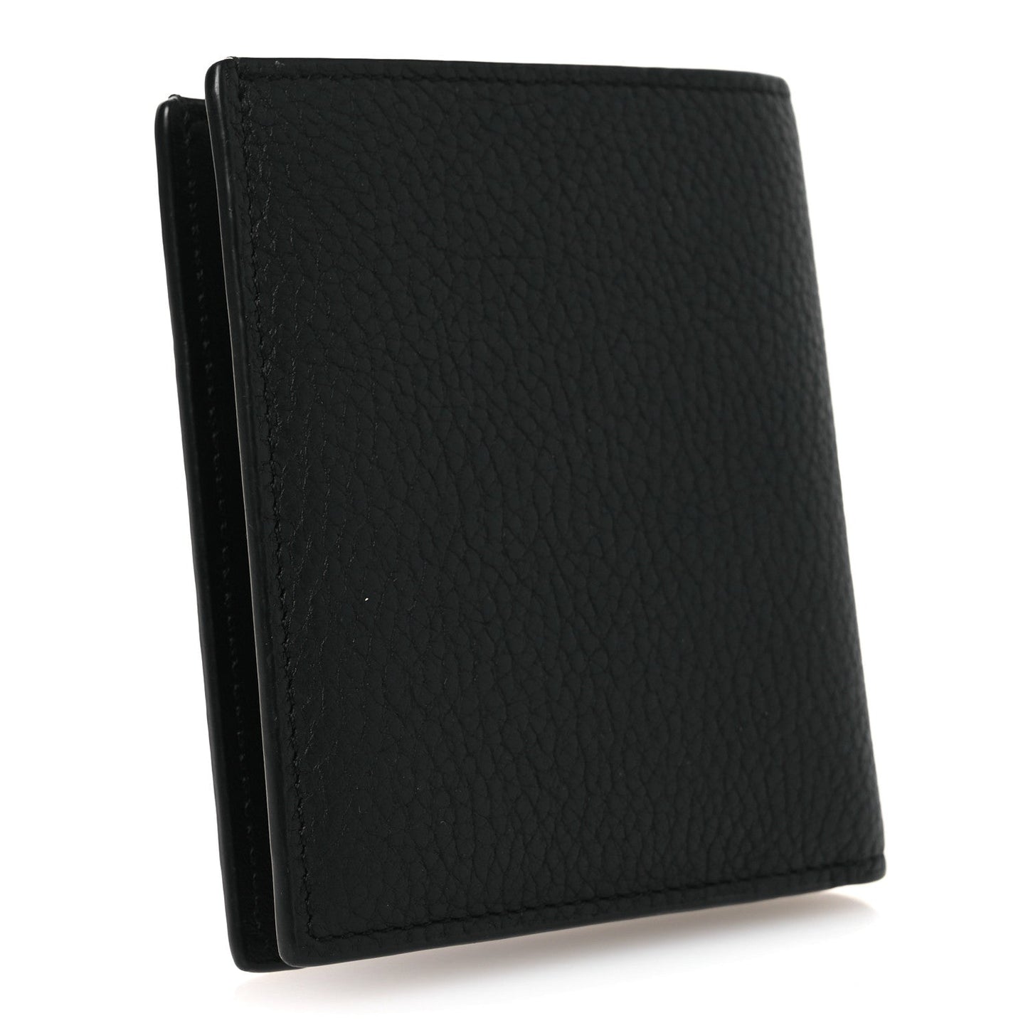 Grained Calfskin Vertical Bi-fold Wallet Black