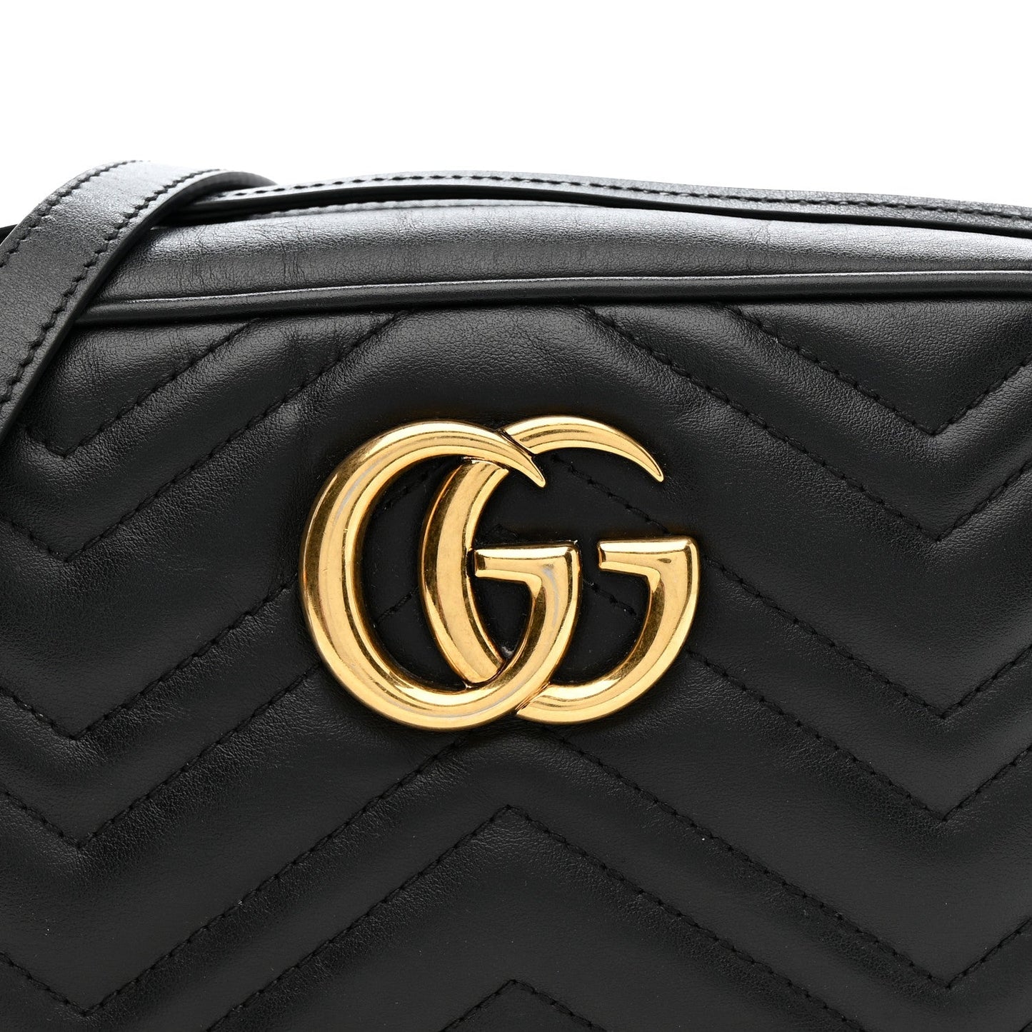 Calfskin Matelasse Small GG Marmont Chain Shoulder Bag Black