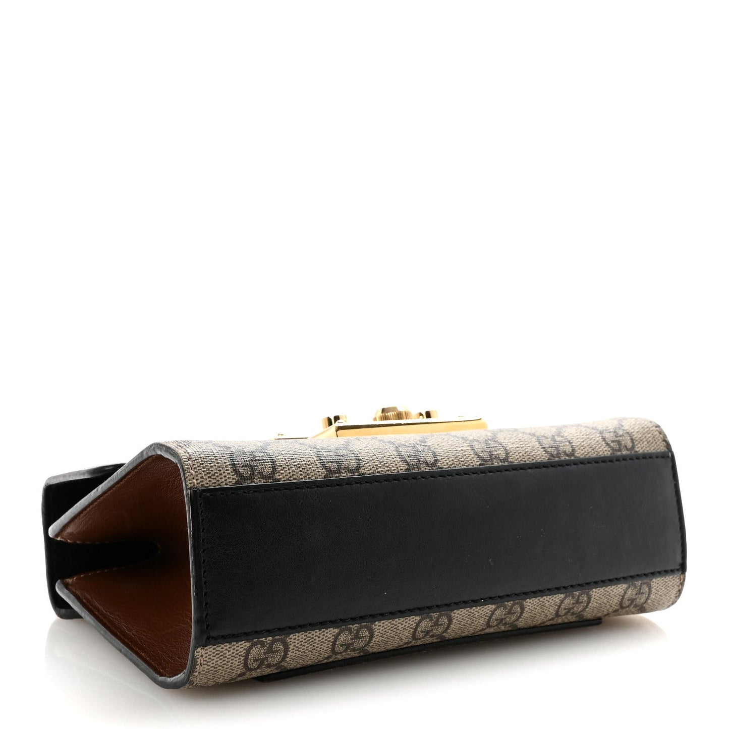 GG Supreme Monogram Calfskin Small Padlock Shoulder Bag Beige Black Cuir