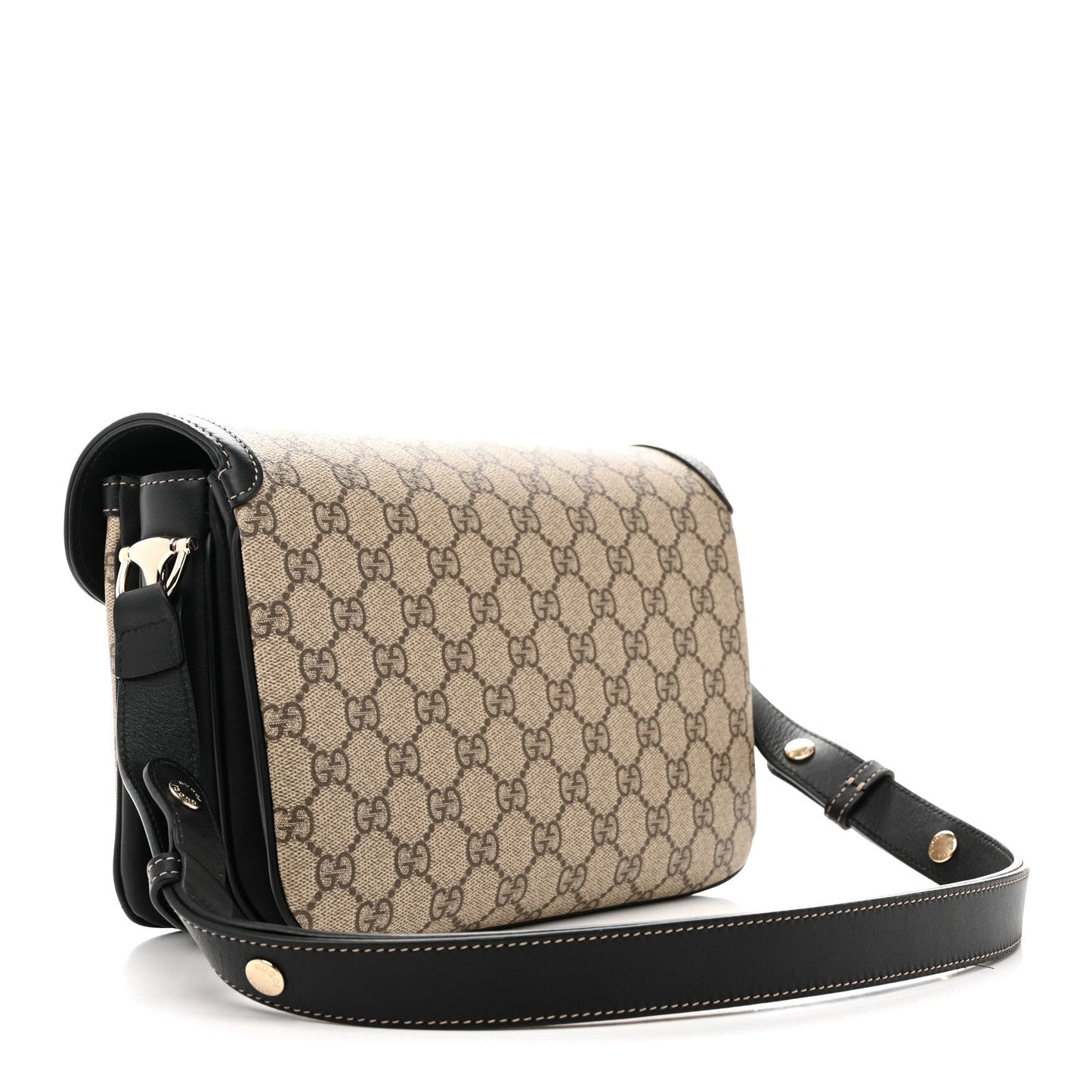 GG Supreme Monogram Horsebit 1955 Soft Small Shoulder Bag Beige Black