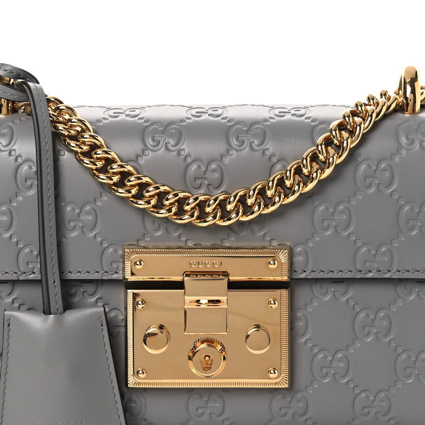 Guccissima Small Padlock Shoulder Bag Grey