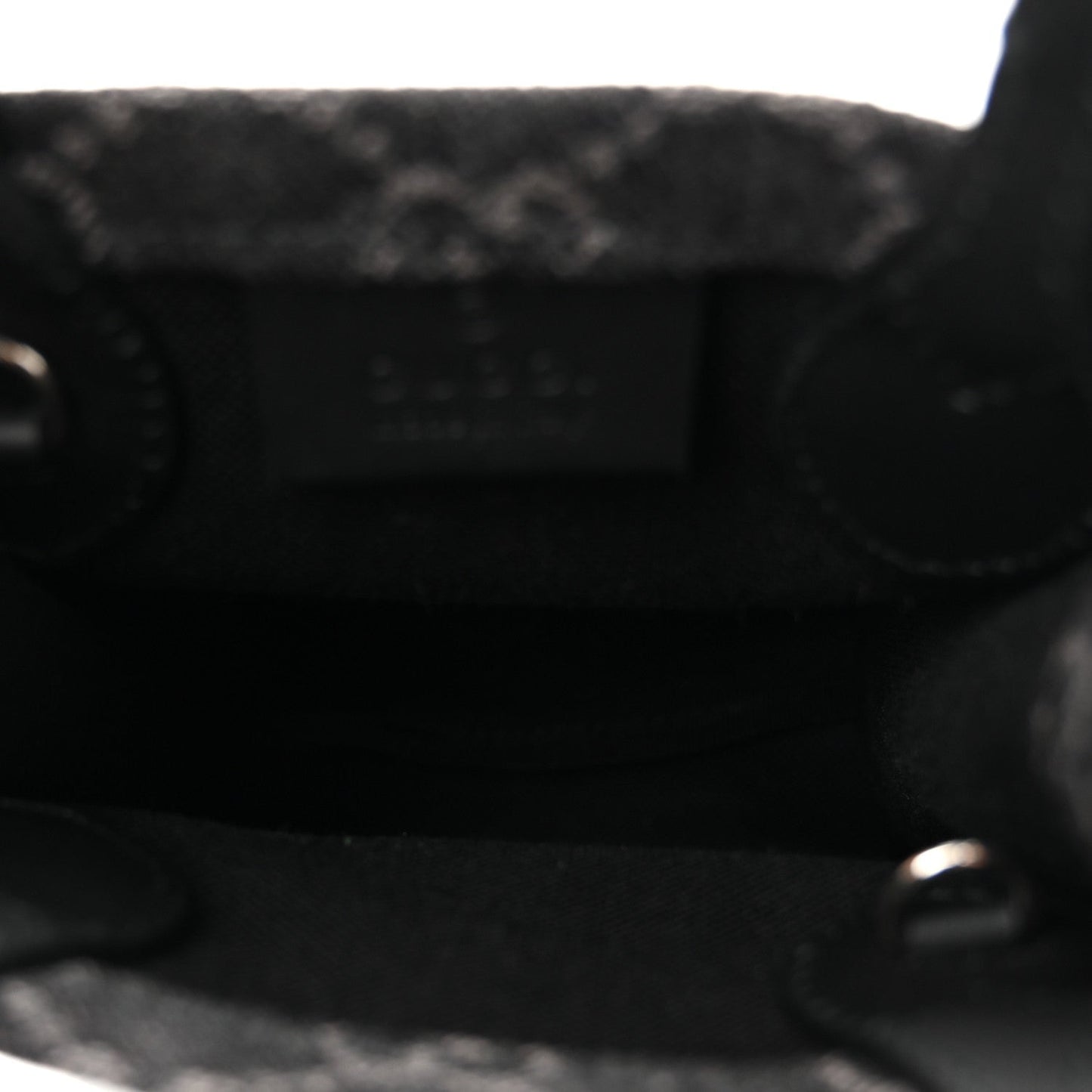 Denim Cuoio Harness GG Monogram Mini Ophidia Tote Bag Black Medium Grey