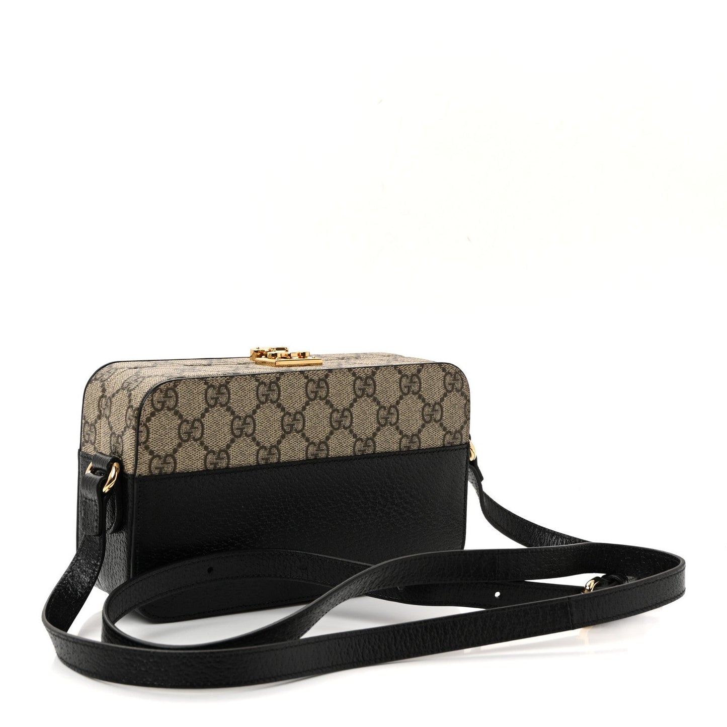 GG Supreme Monogram Textured Dollar Calfskin Mini New Basket Shoulder Bag Beige Ebony Black
