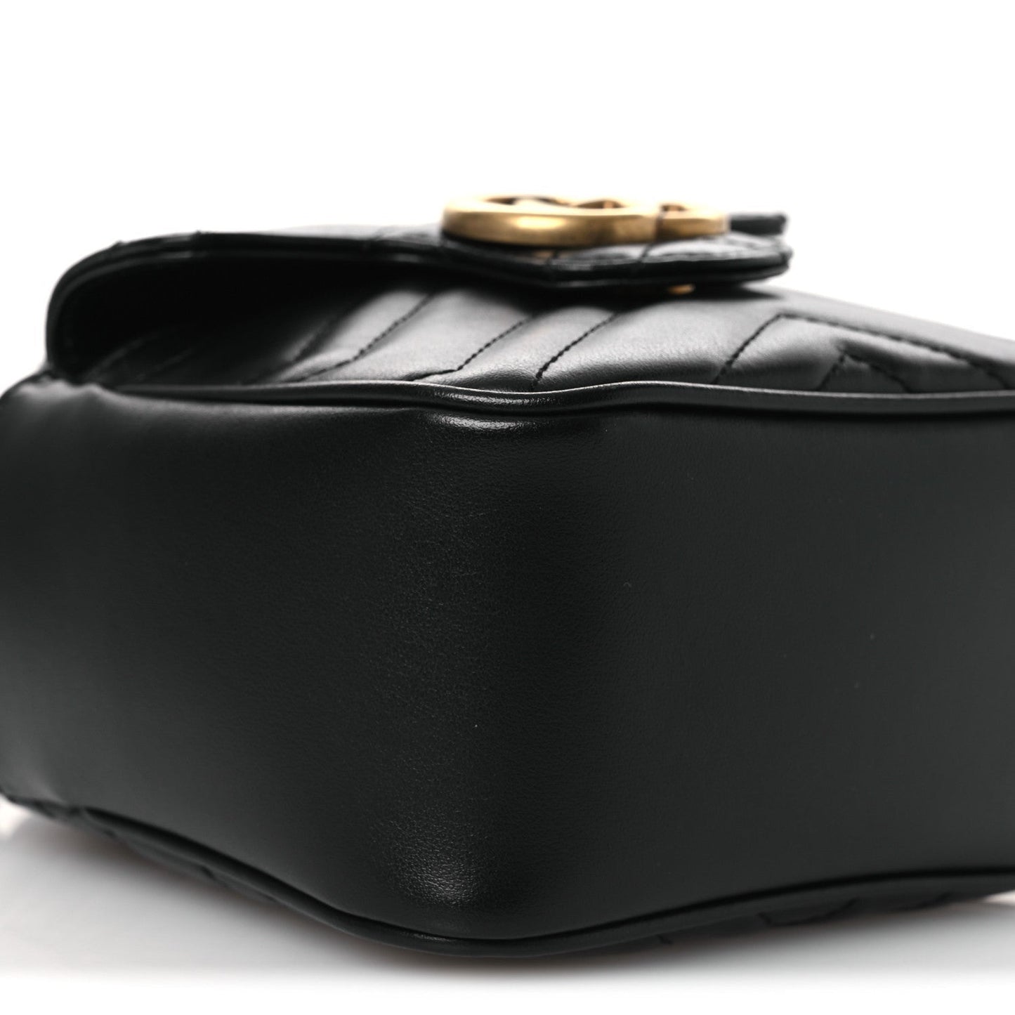 Calfskin Matelasse Front Pocket Mini GG Marmont Bucket Bag Black