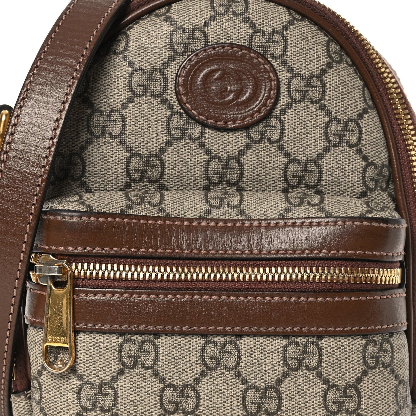 GG Supreme Monogram Azalea Calfskin Retro Interlocking G Multi-Function Bag Beige Ebony Brown Sugar
