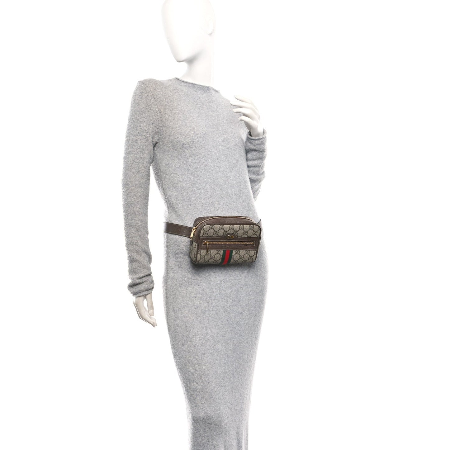GG Supreme Monogram Web Small Ophidia Belt Bag 75 30 Dark Brown