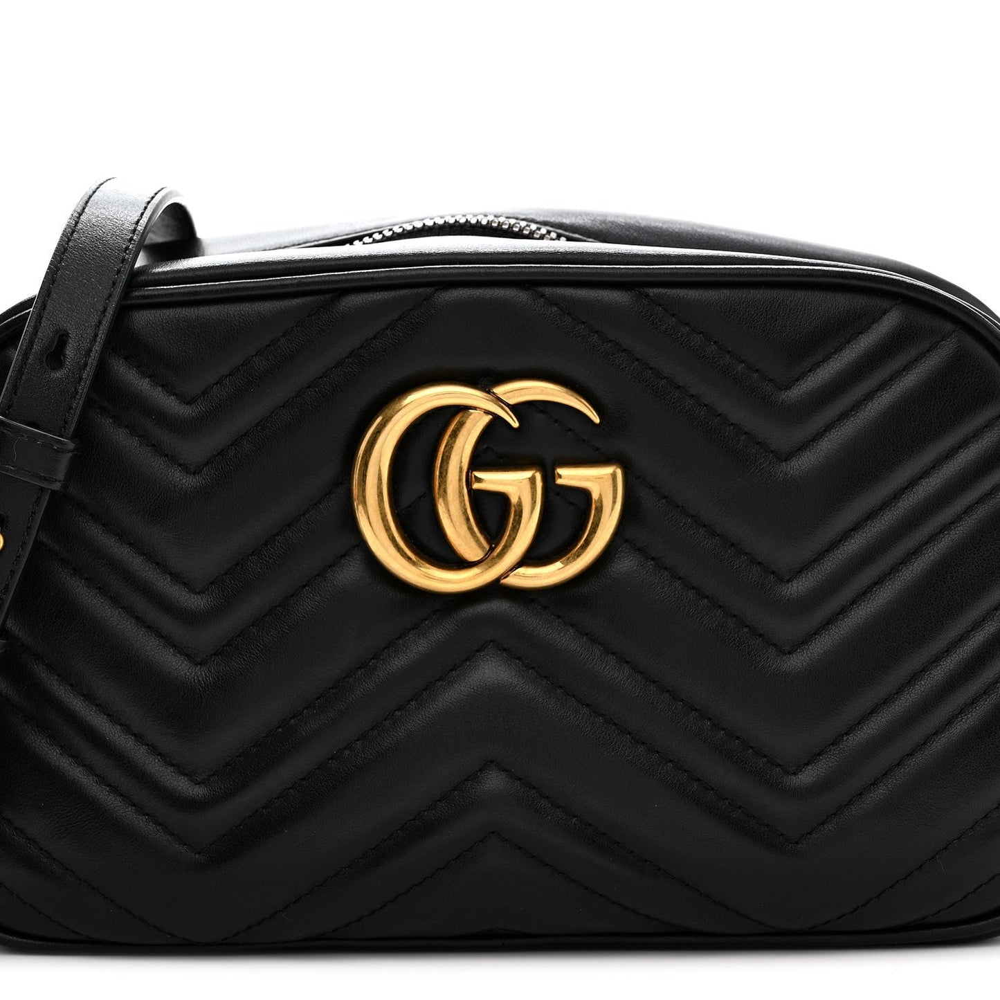 Calfskin Matelasse Small GG Marmont Chain Shoulder Bag Black