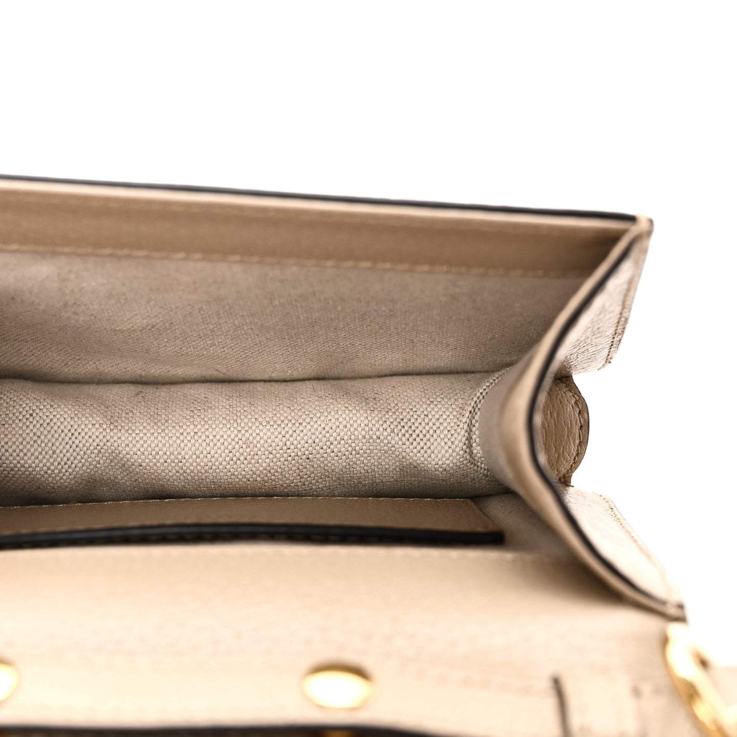 GG Supreme Monogram Textured Dollar Calfskin Web Mini Ophidia Padlock Top Handle Chain Shoulder Bag Beige Mystic White Oatmeal