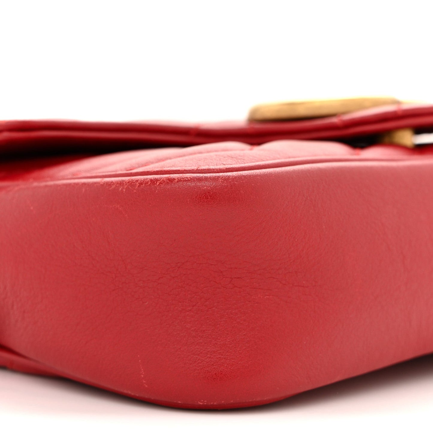 Calfskin Matelasse Super Mini GG Marmont Shoulder Bag Hibiscus Red
