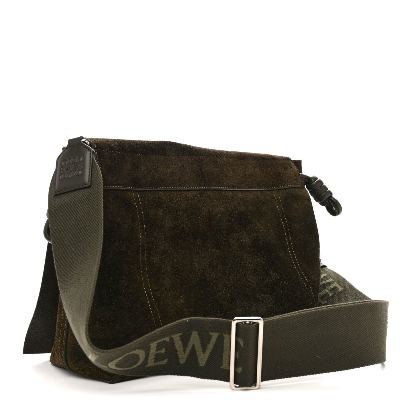 Suede Flamenco Satchel Bottle Green
