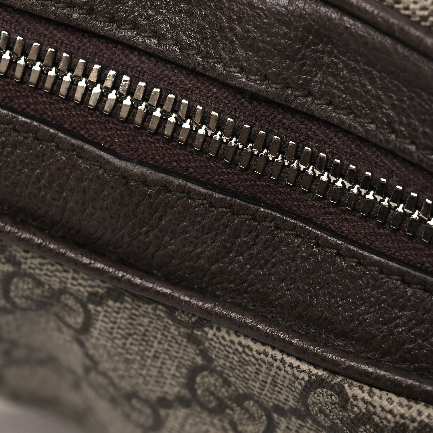 GG Supreme Monogram Textured Calfskin Web Large Attache Shoulder Bag Beige Ebony New Acero