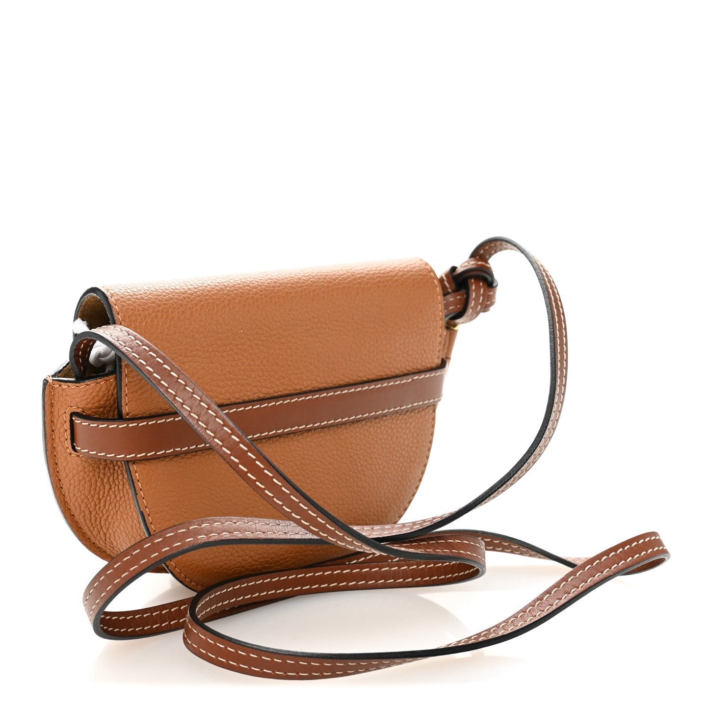 Grained Calfskin Mini Gate Crossbody Bag Caramel Pecan