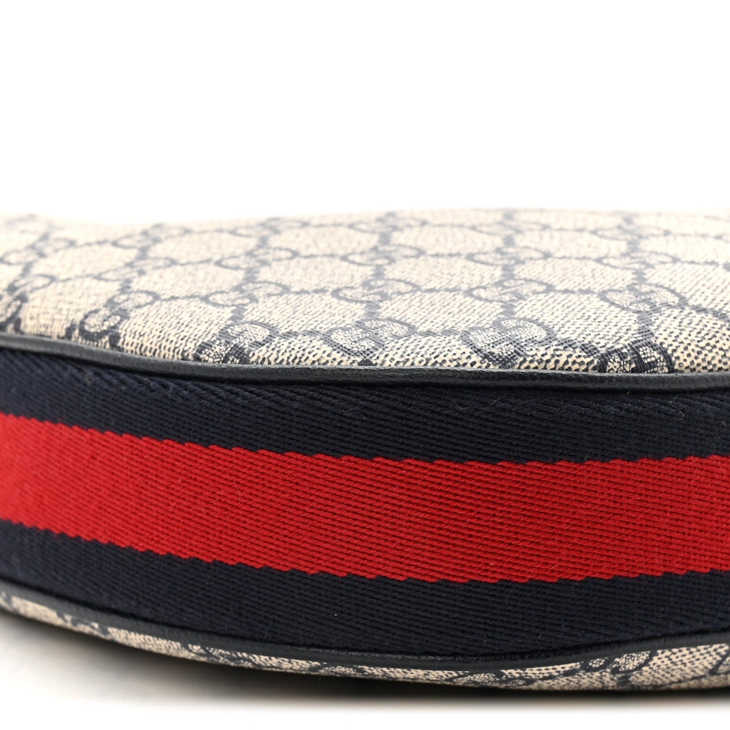 GG Supreme Monogram Textured Calfskin Web Large Attache Shoulder Bag Beige Blue