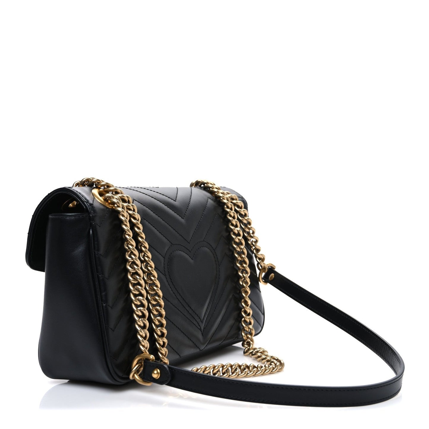 Calfskin Matelasse Small GG Marmont Shoulder Bag Black