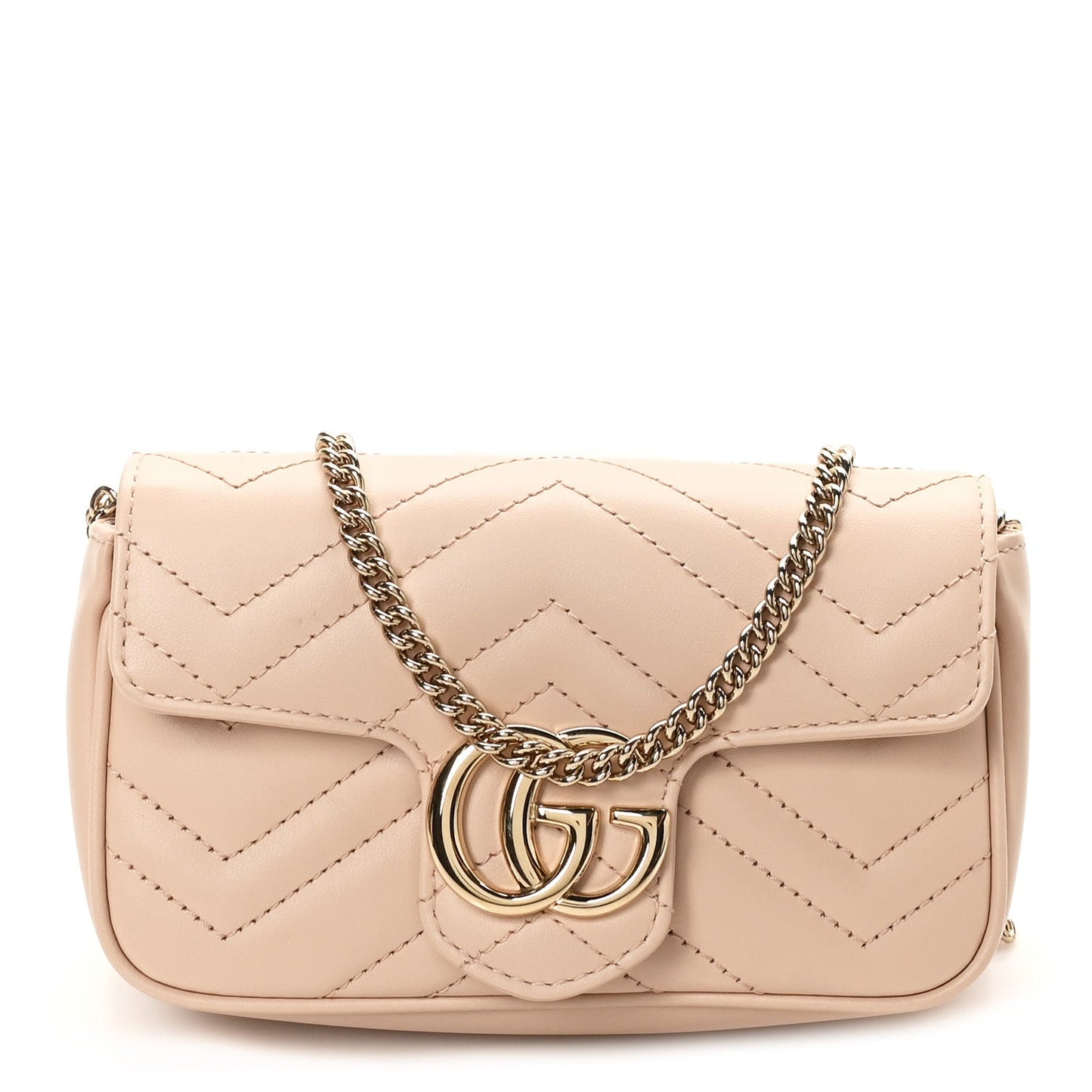 Calfskin Matelasse Super Mini GG Marmont Shoulder Bag Porcelain Rose