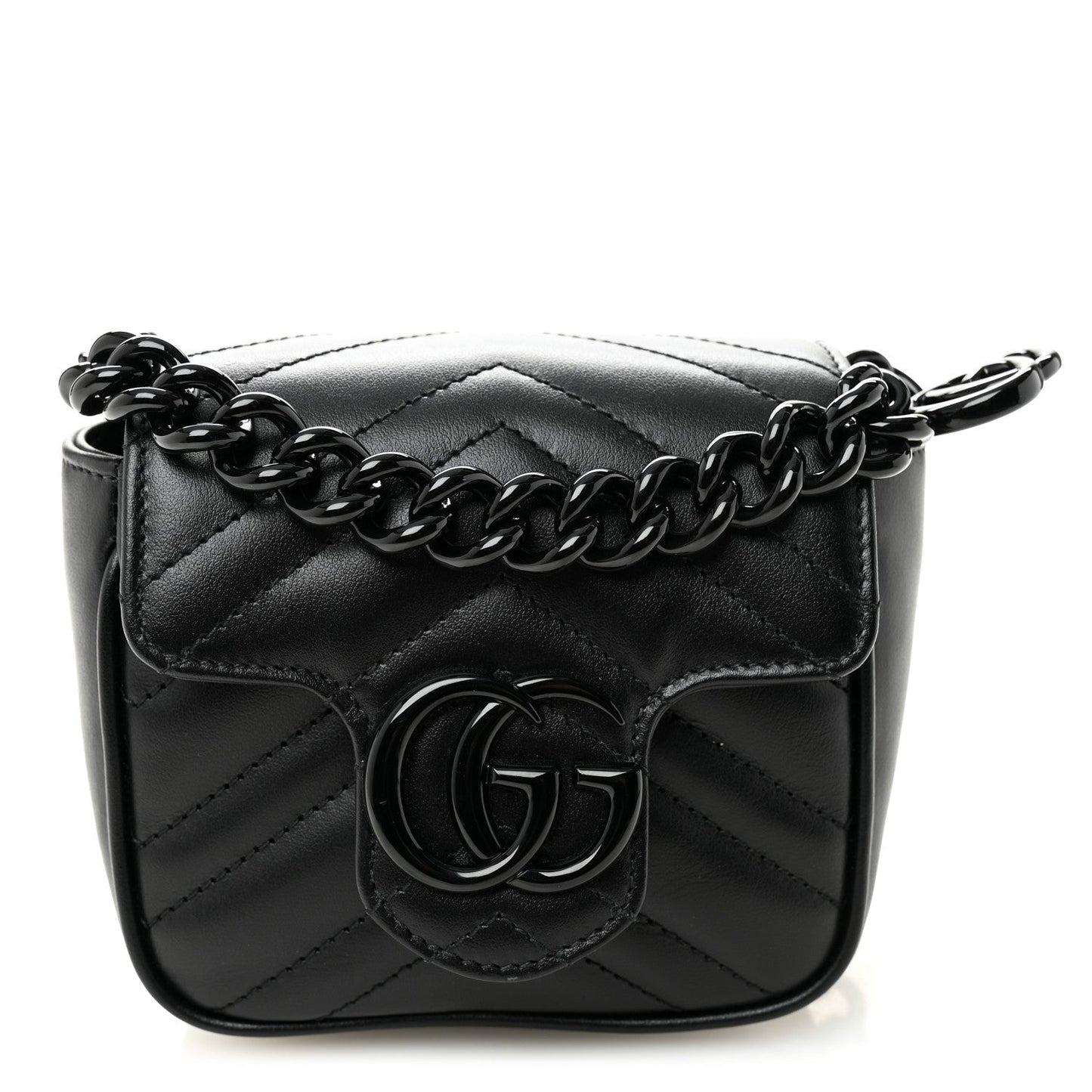 Calfskin Matelasse Monochrome GG Marmont Chain Mini Belt Bag Black