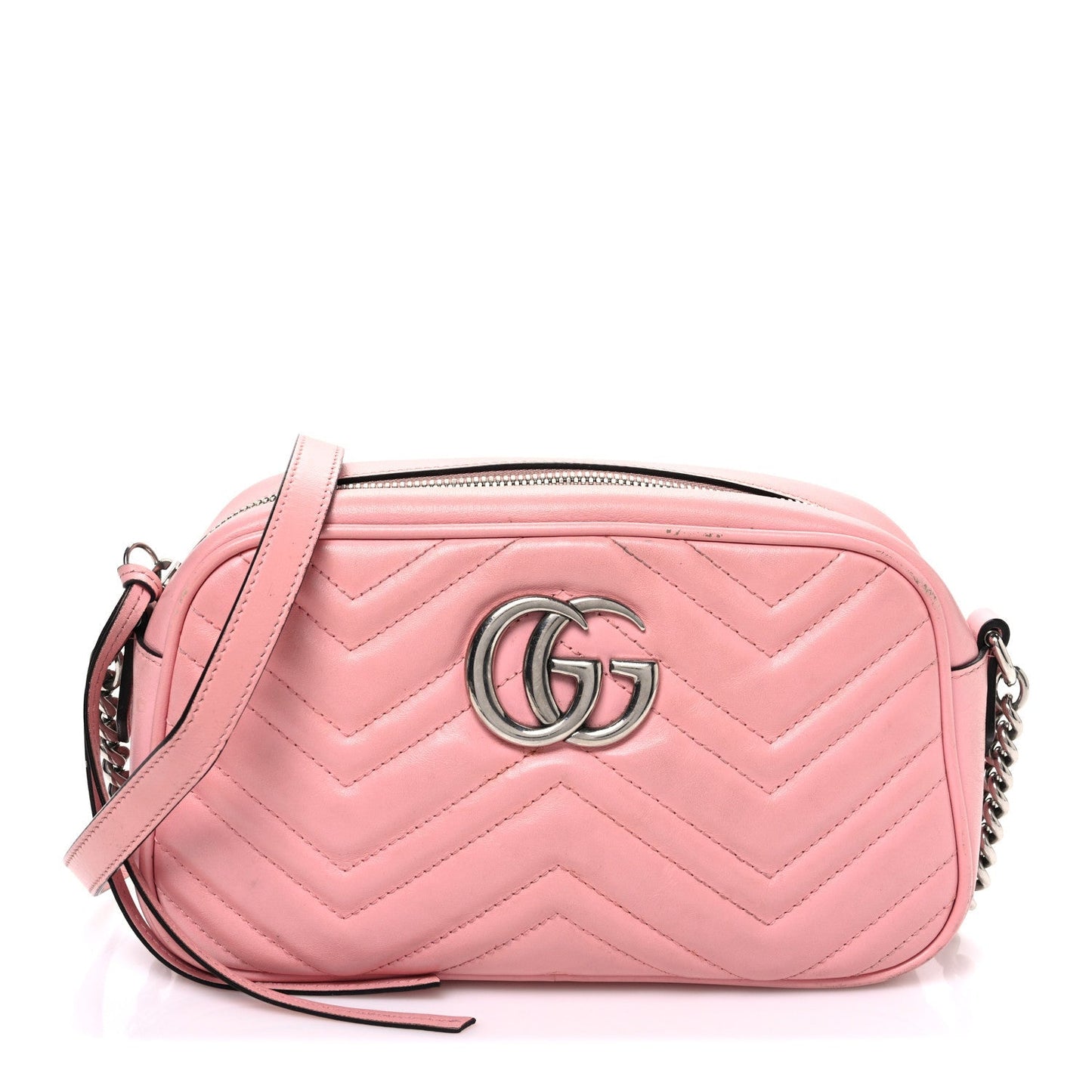 Calfskin Matelasse Small GG Marmont Chain Shoulder Bag Wild Rose