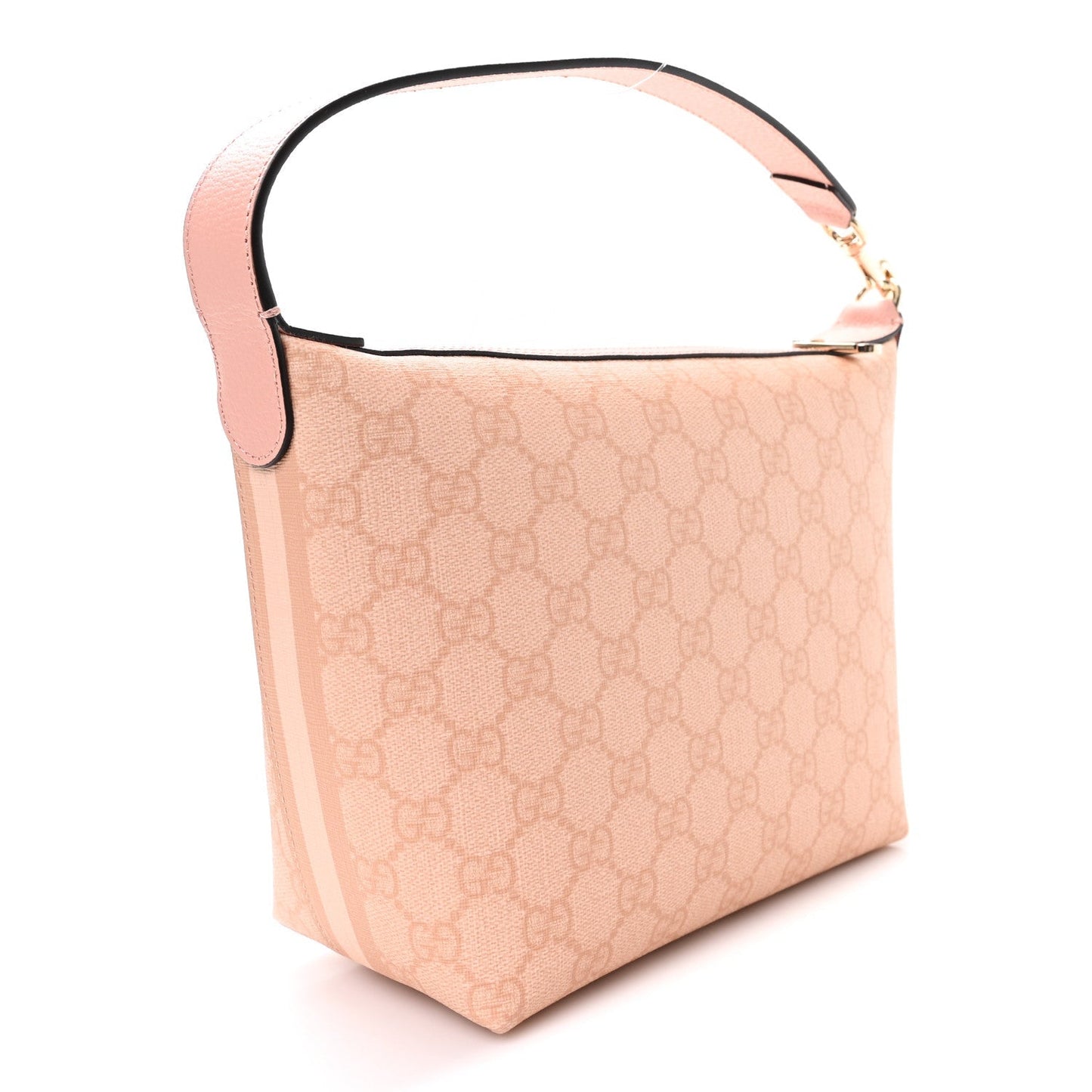 GG Supreme Monogram Textured Calfskin Web Super Mini Ophidia Shoulder Bag Pink