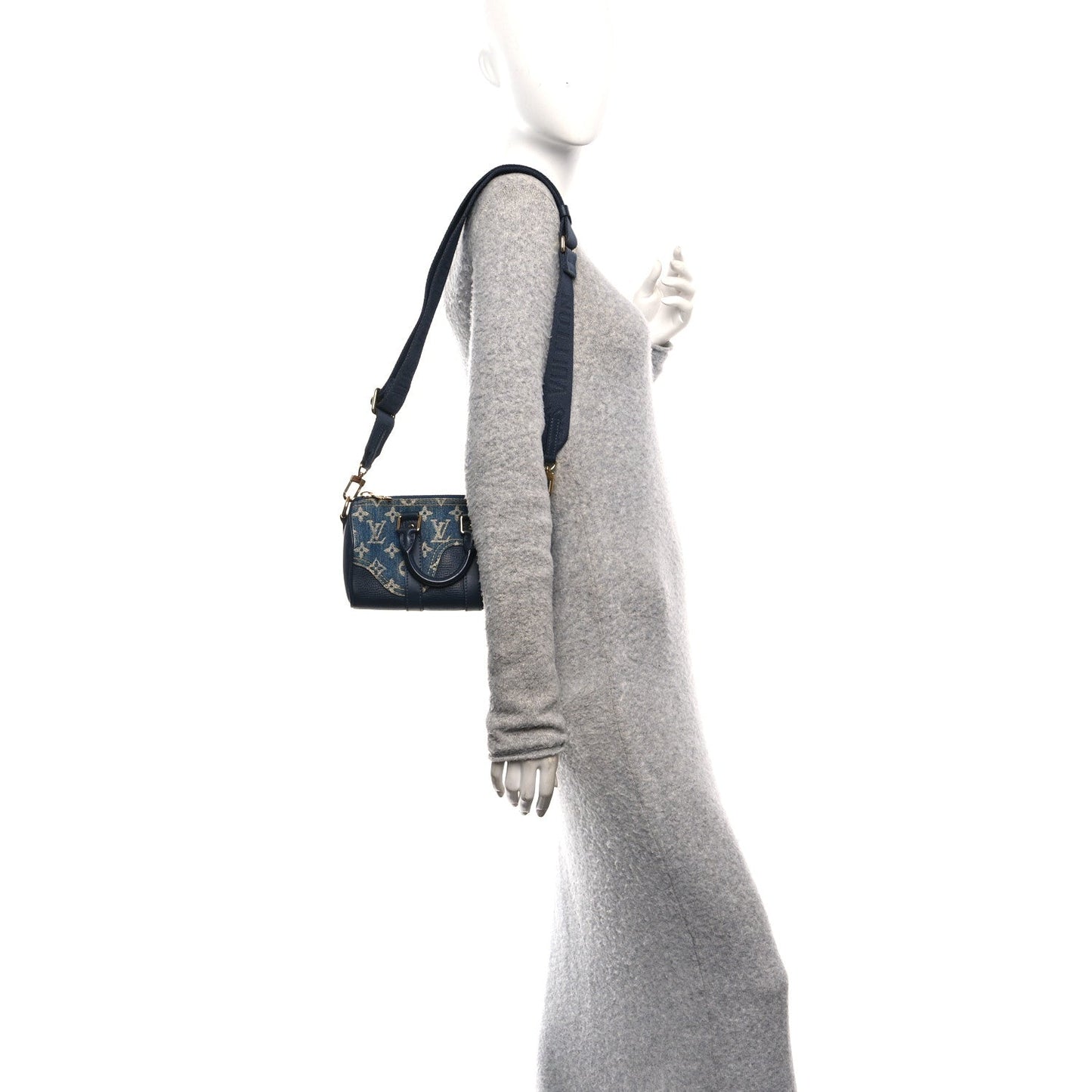 X NIGO Taurillon Monogram Denim Drip Keepall XS Blue