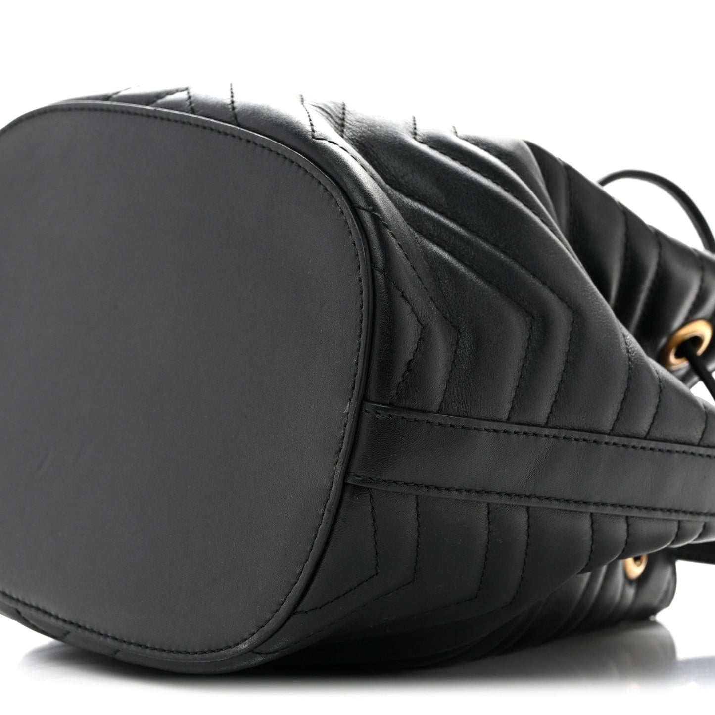 Calfskin Matelasse Sylvie Web GG Marmont Bucket Bag Black