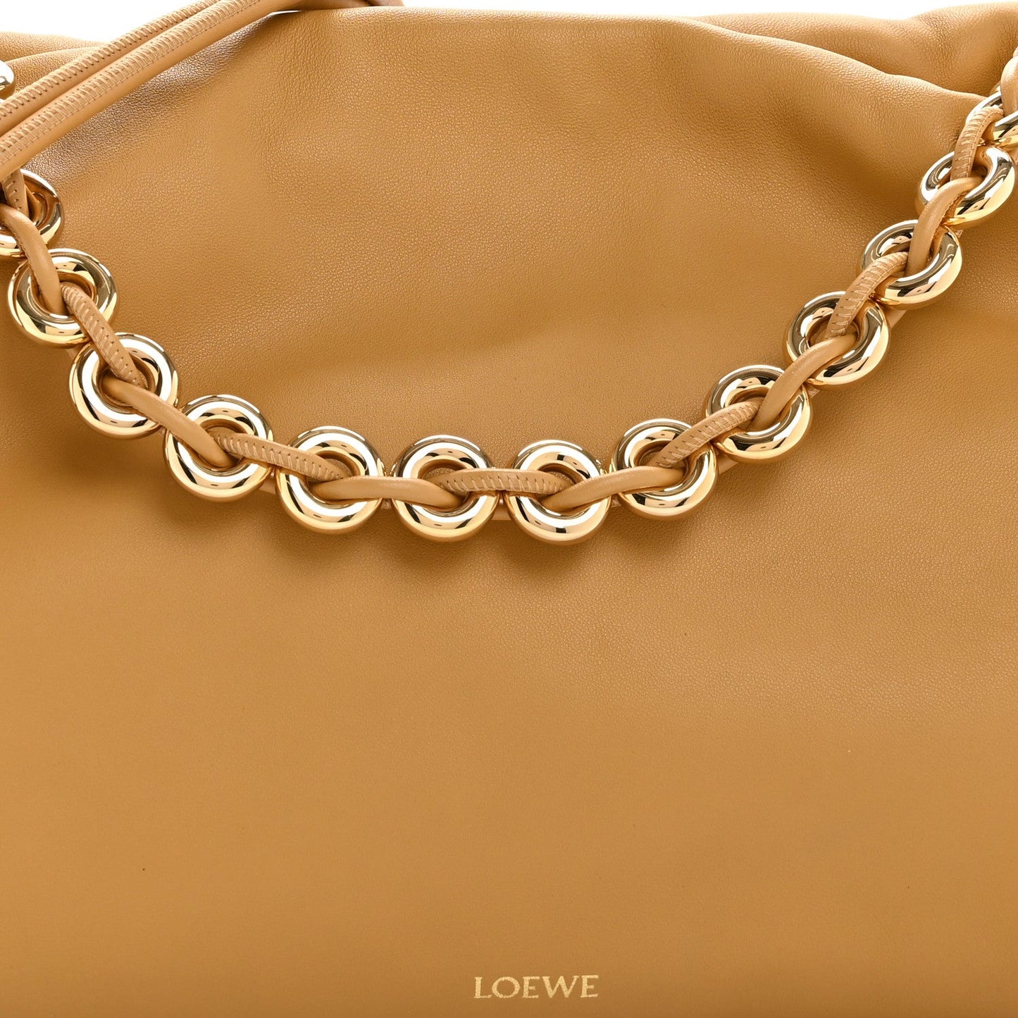 Mellow Nappa Donut Chain Large Flamenco Knot Clutch  Sahara