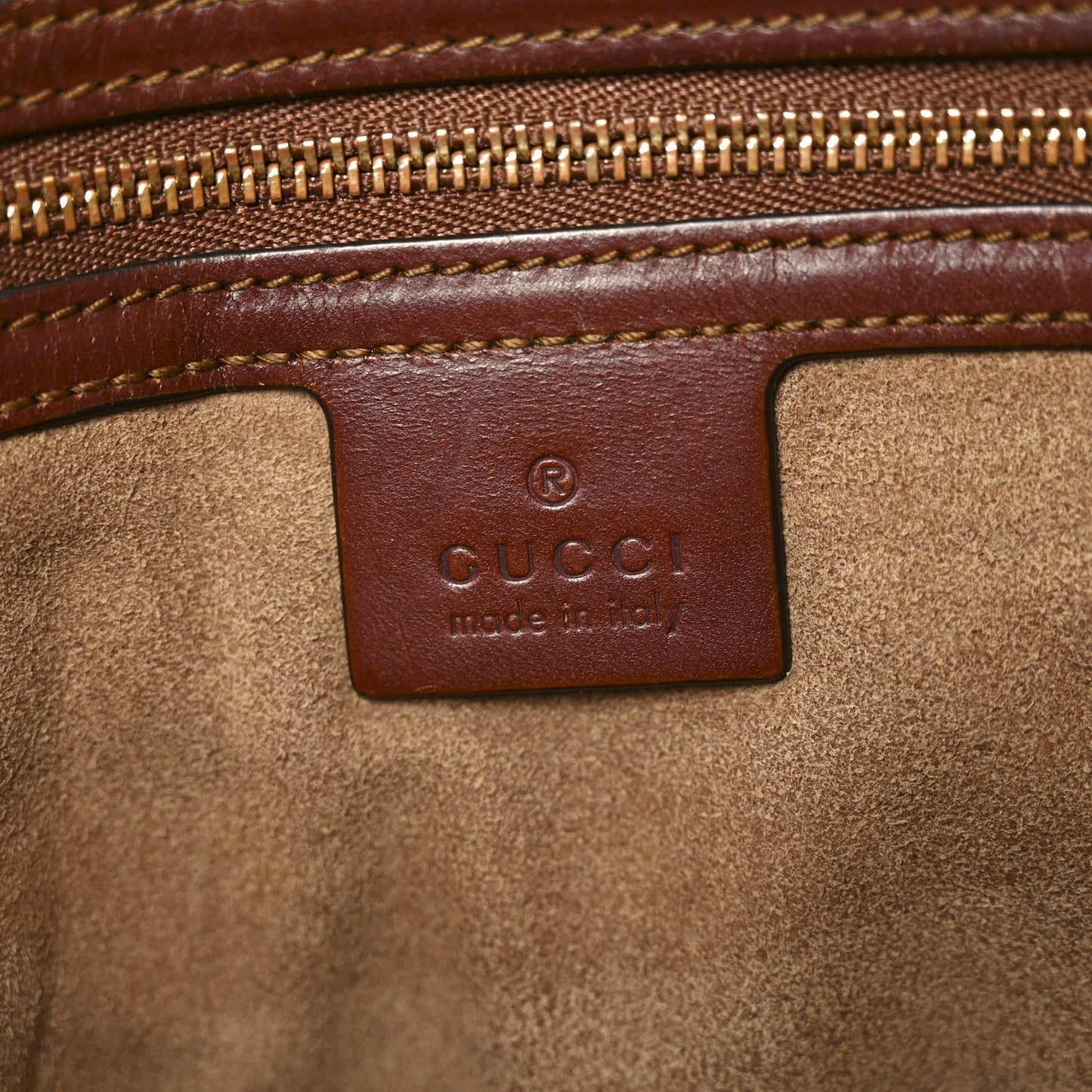 GG Supreme Monogram Medium Zippered Bucket Tote Beige Tuscany