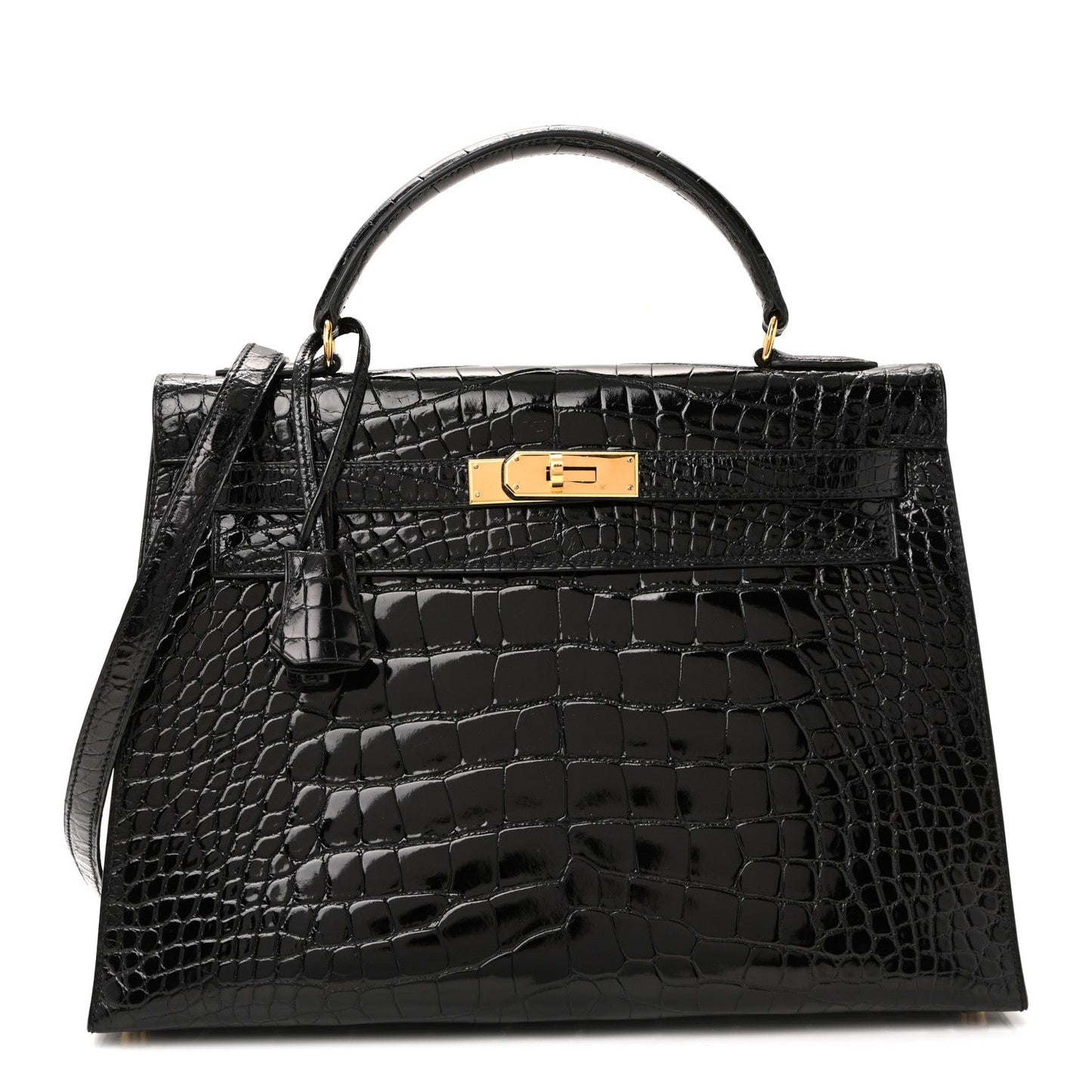 Shiny Alligator Kelly Sellier 32 Black