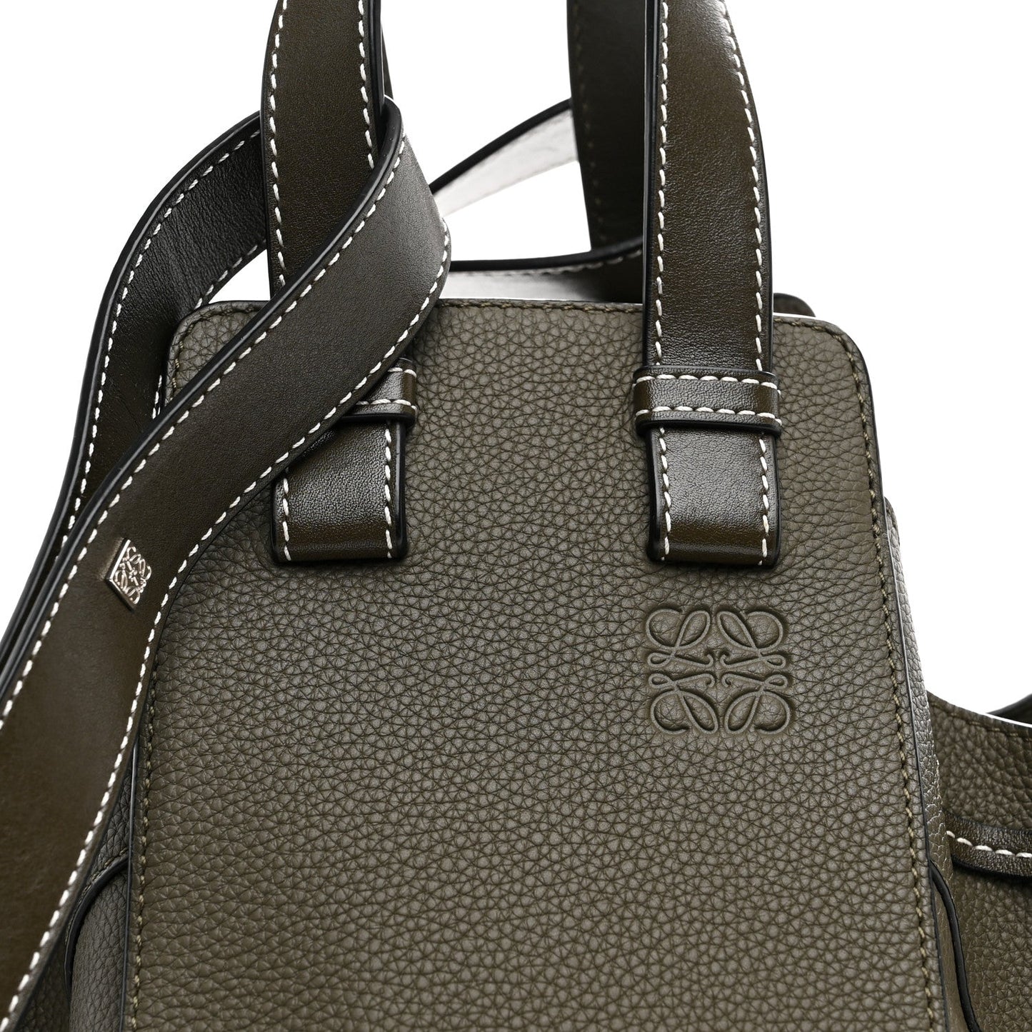 Soft Grained Calfskin Compact Hammock Shoulder Bag Khaki Green