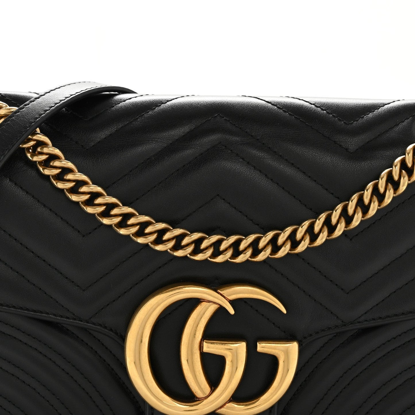 Calfskin Matelasse Medium GG Marmont Shoulder Bag Black