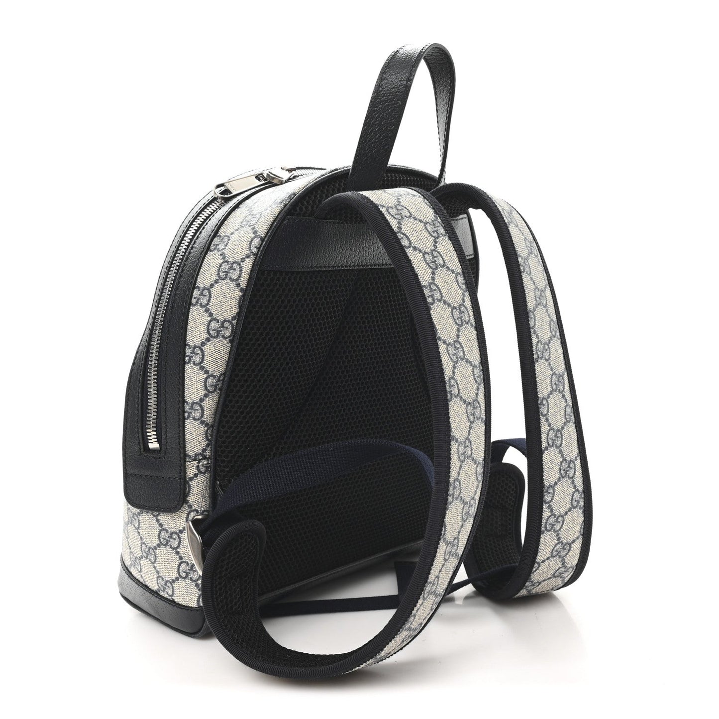 GG Supreme Monogram Textured Dollar Calfskin Web Small Ophidia Day Backpack Beige Blue Black