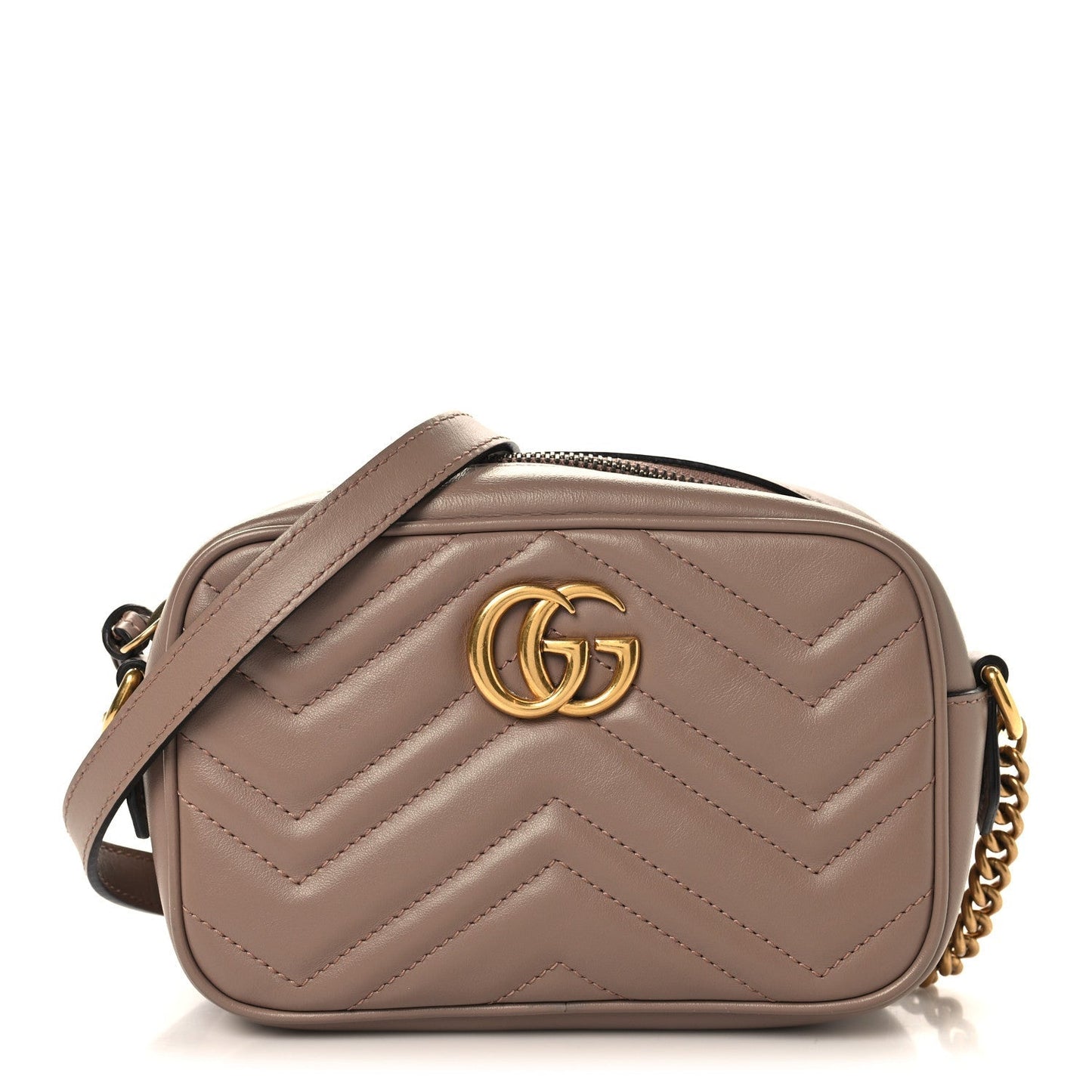 Calfskin Matelasse Mini GG Marmont Chain Shoulder Bag Porcelain Rose