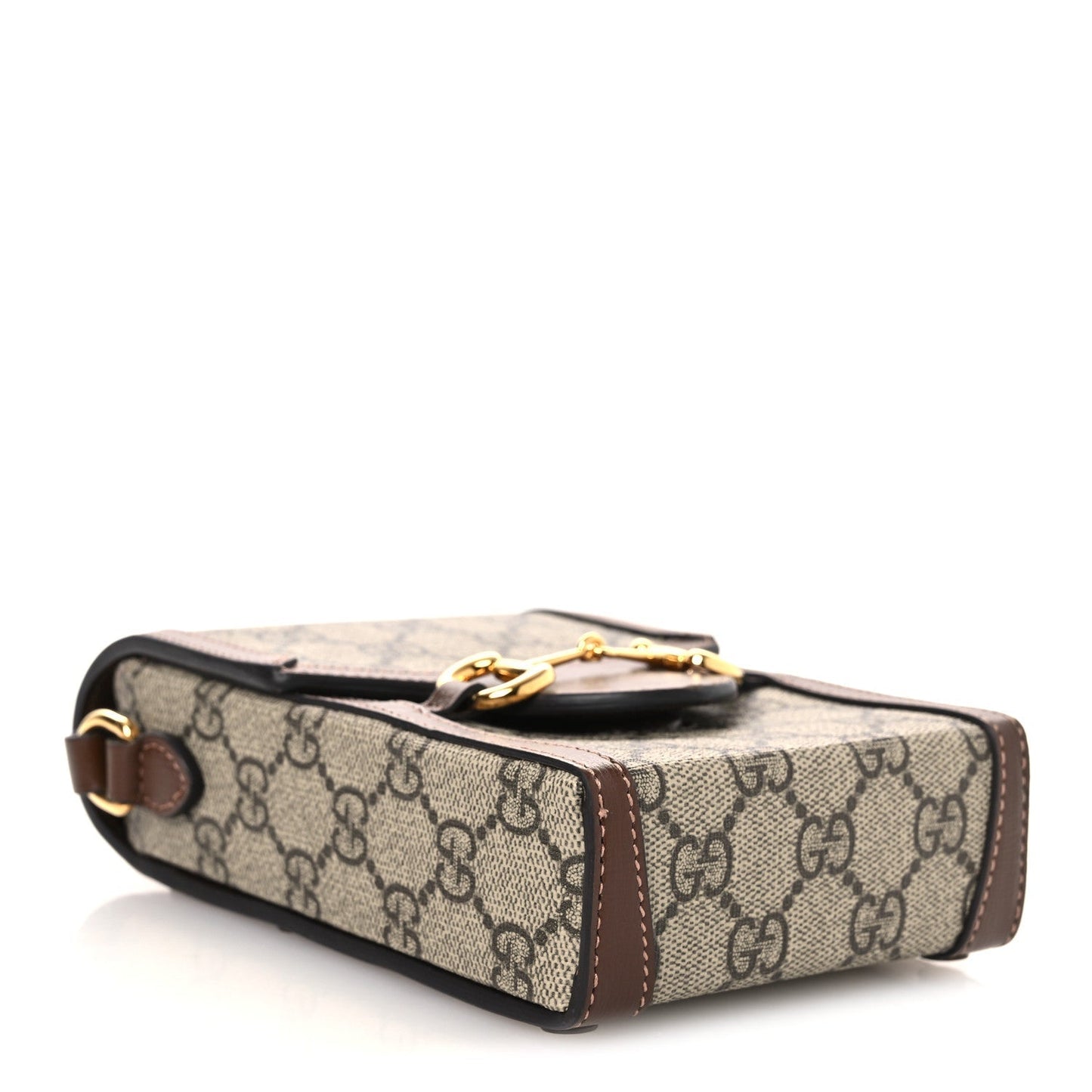 GG Supreme Monogram Mini Horsebit 1955 Crossbody Bag Beige Brown Sugar