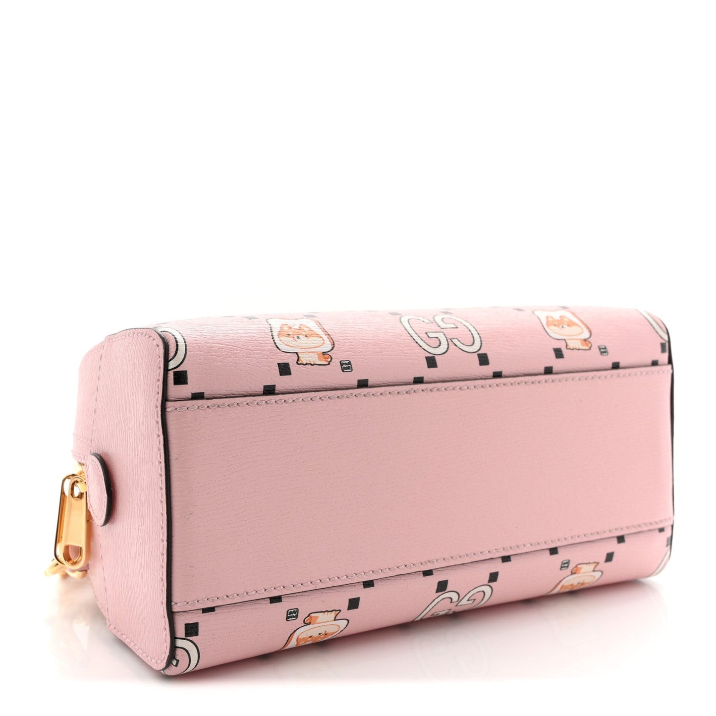 X PIKARAR Textured Dollar Calfskin Animal Print Mini Ophidia Top Handle Bowler Bag Pink Multicolor