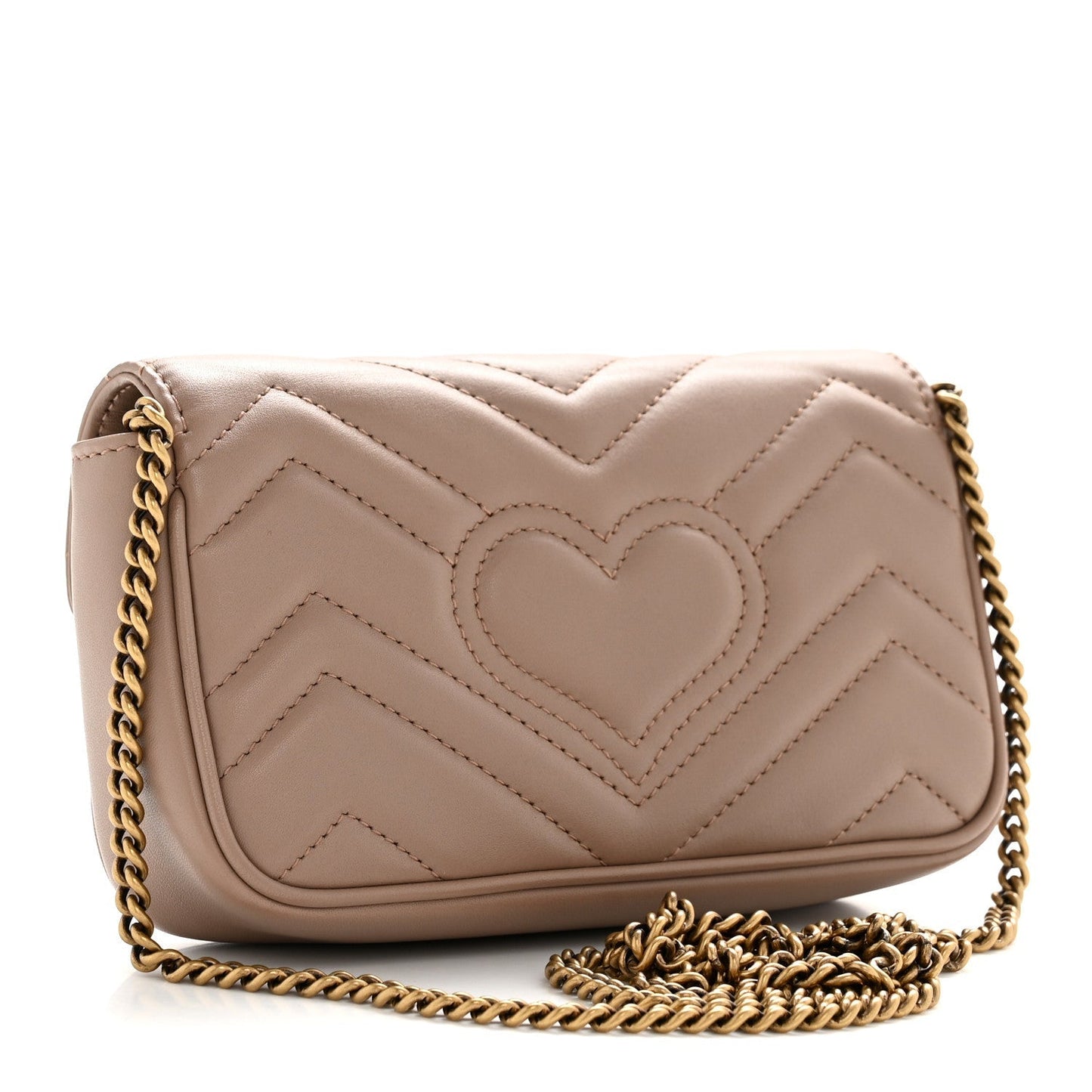 Calfskin Matelasse Super Mini GG Marmont Shoulder Bag Porcelain Rose