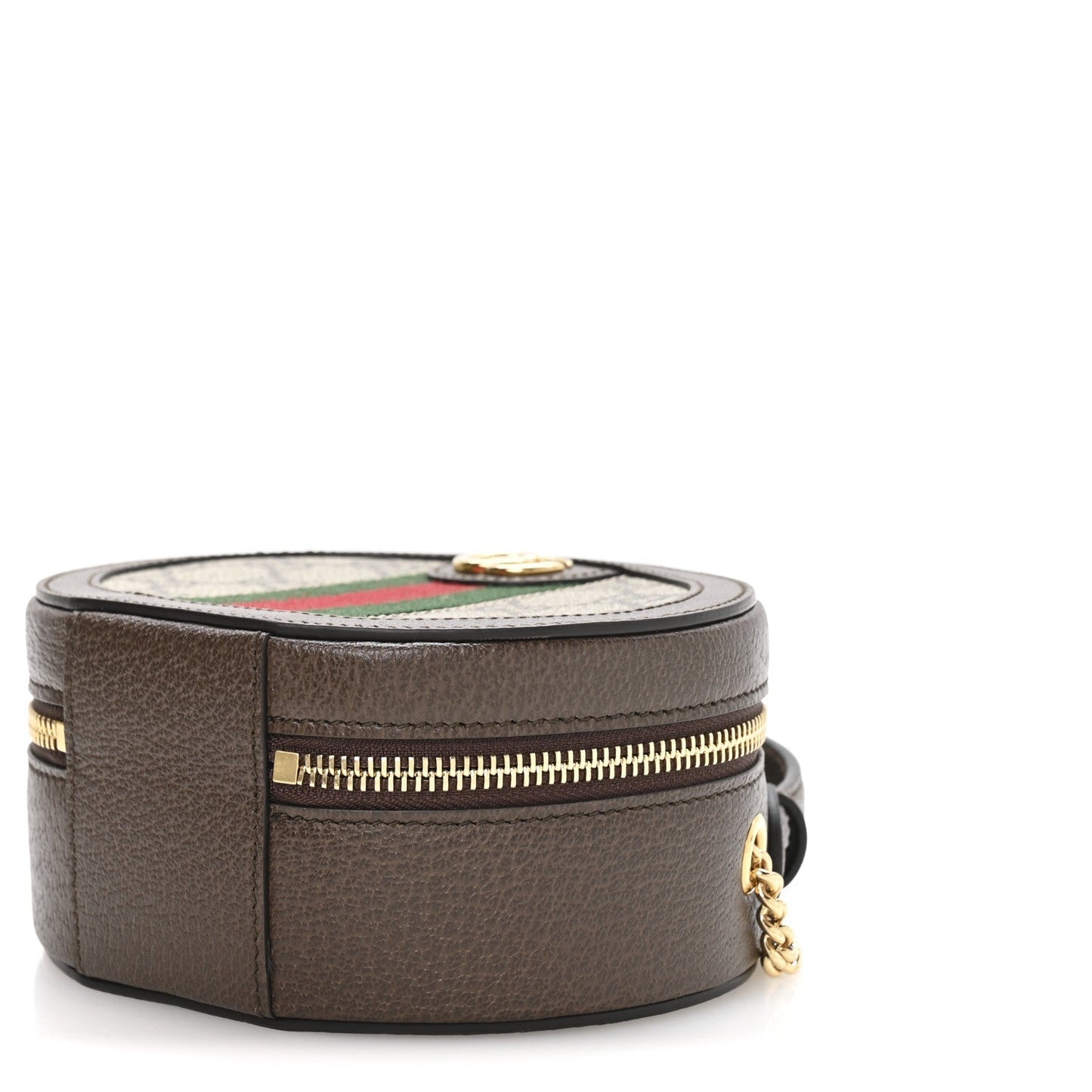 GG Supreme Monogram Top Handle Web Mini Ophidia Round Shoulder Bag Brown